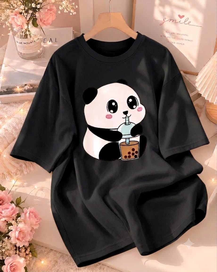 Ladies Drop Shoulder T-Shirt for Women – 100% Pure Cotton Cartoon Print_img_6