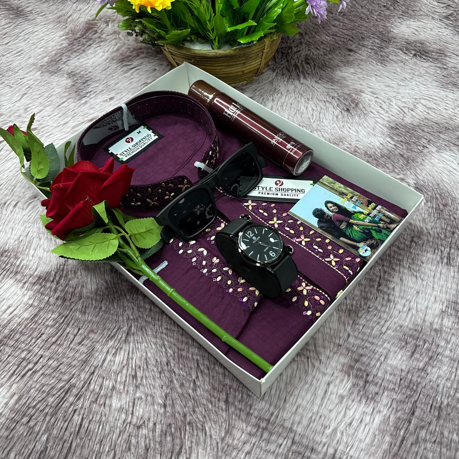 Exclusive Men's Premium Gift Box Set (Panjabi/Shirt Combo, Watch, Sunglasses, Perfume & Rose) | Shop BD Store_img_3