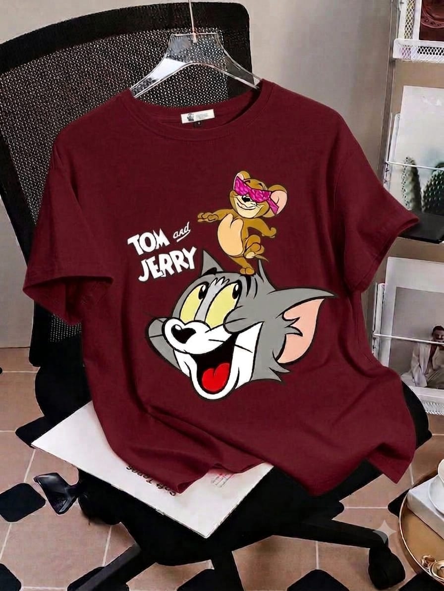Ladies Drop Shoulder T-Shirt for Women – 100% Pure Cotton Cartoon Print_img_12