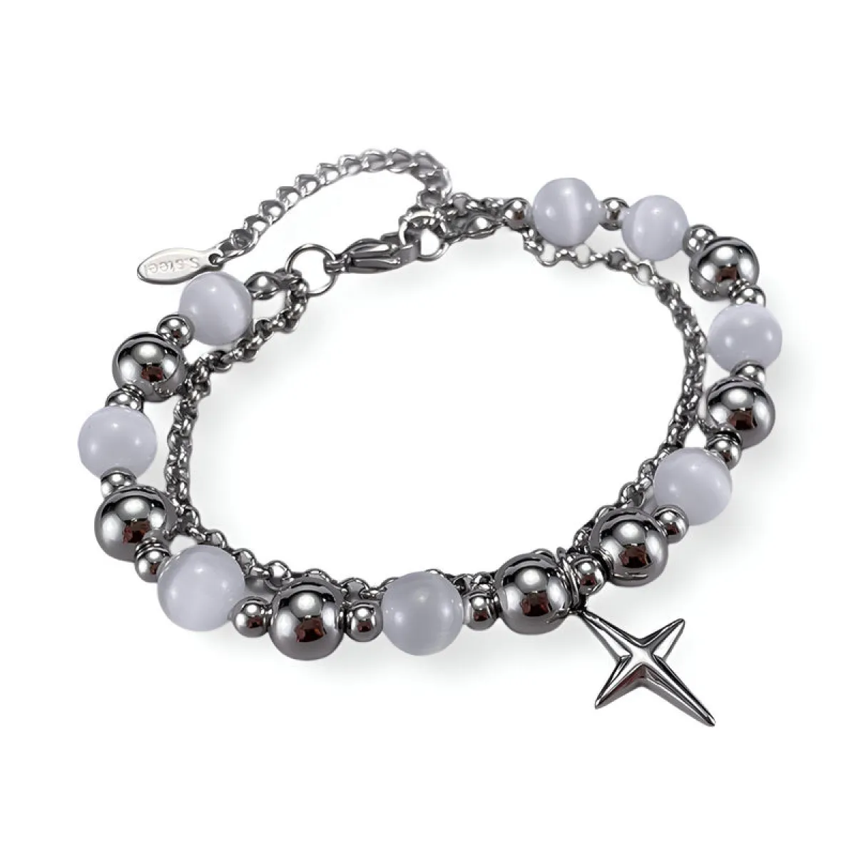 Stainless Steel and Cat's Eye Bracelet for Men - Image 3