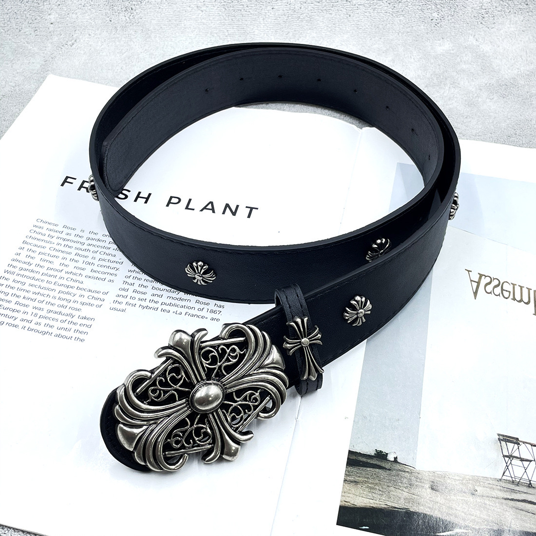 Gothic Filigree Cross Leather Belt - Image 2
