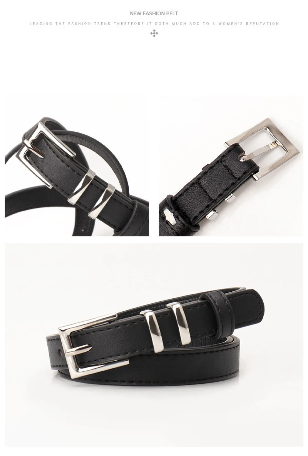 sleek black KACHEEG faux leather belt - Image 4