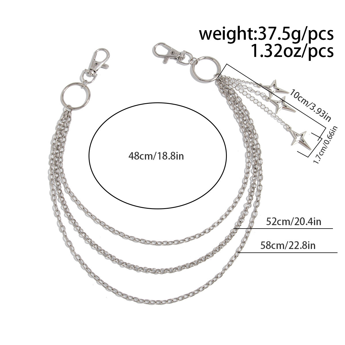 Layered Star Charm Wallet Chain - Image 5