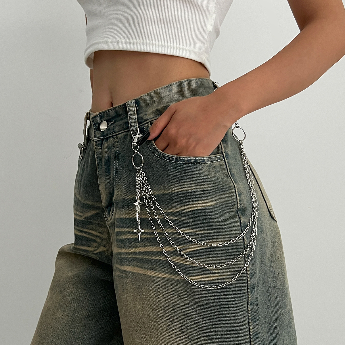 Layered Star Charm Wallet Chain - Image 2