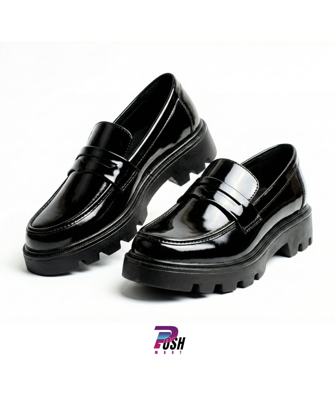 Glossy Black Penny Chunky Loafer