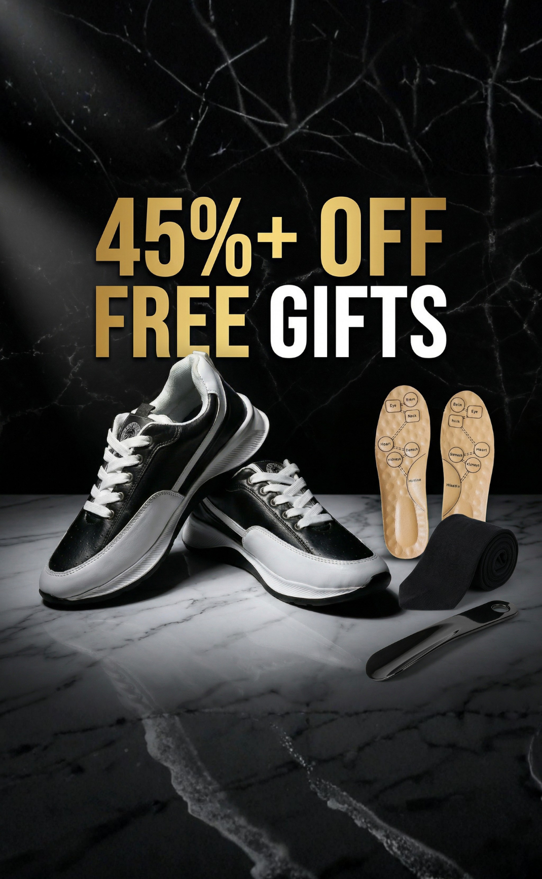Ultra-Lite Premium Sneakers: Soft-Sole Black & White