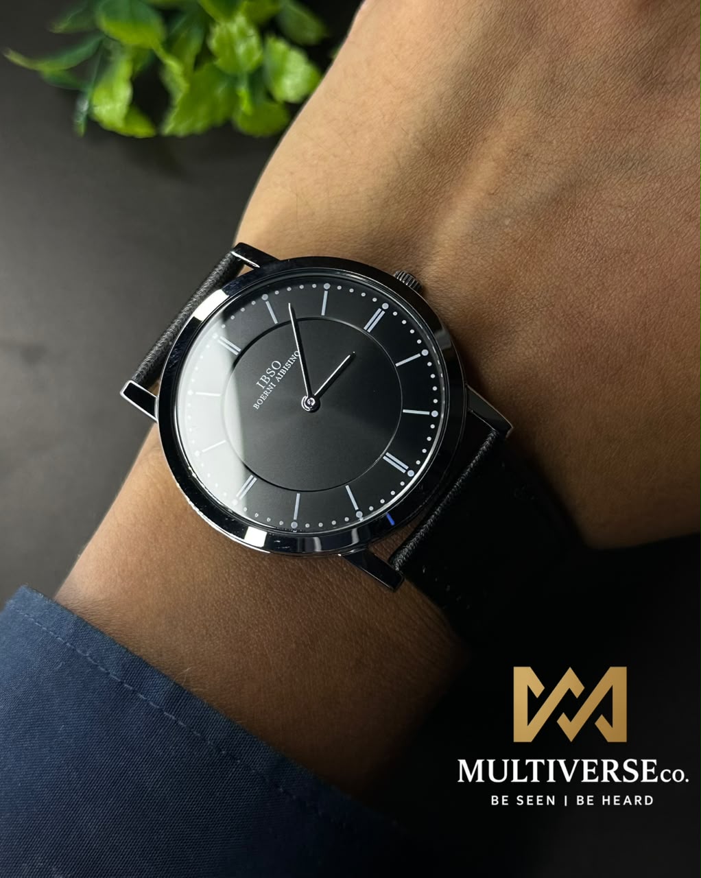 IBSO SECTOR DIAL MINIMALIST BLACK LEATHER BLACK DIAL WATCH B2839G_img_3