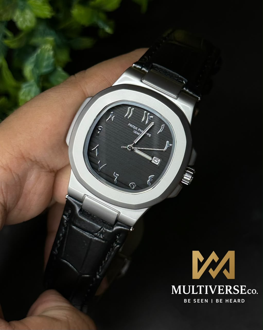 PATEK PHILIPPE NAUTILUS EASTERN ARABIC NUMERALS BLACK BELT BLACK DIAL EDITION