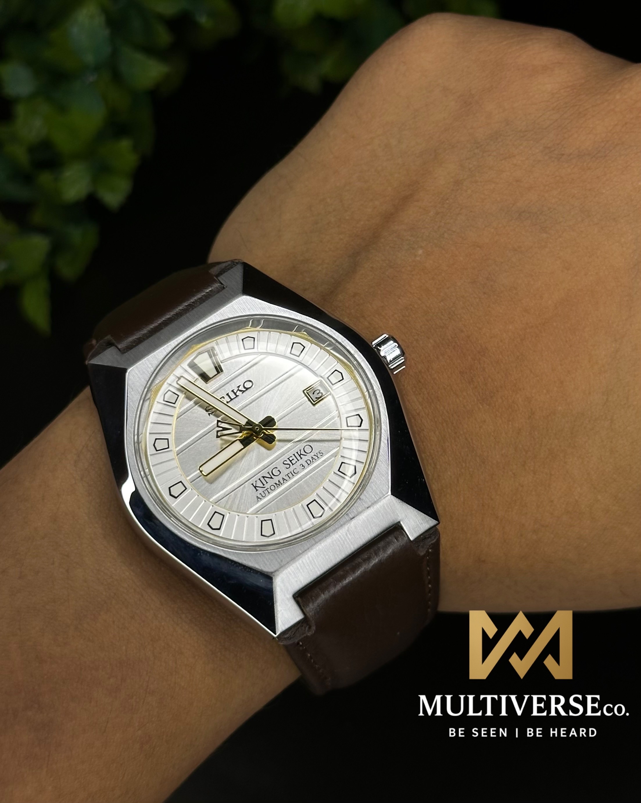 KING SEIKO HERITAGE AUTOMATIC WHITE DIAL BROWN BELT (SEMI AAA)_img_3