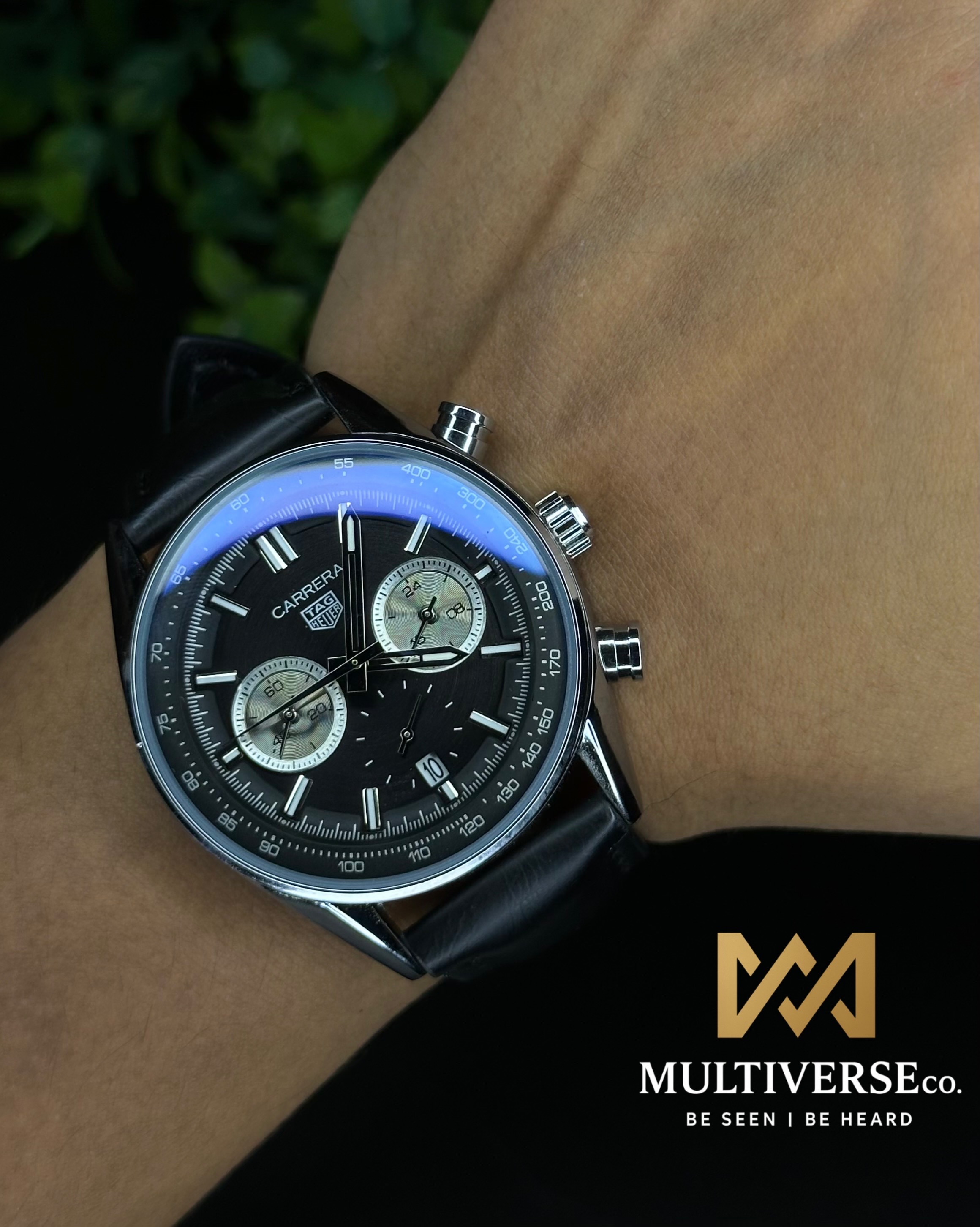 TAG HEUER CARRERA CHRONOGRAPH BLACK DIAL BLACK BELT (AA)_img_3