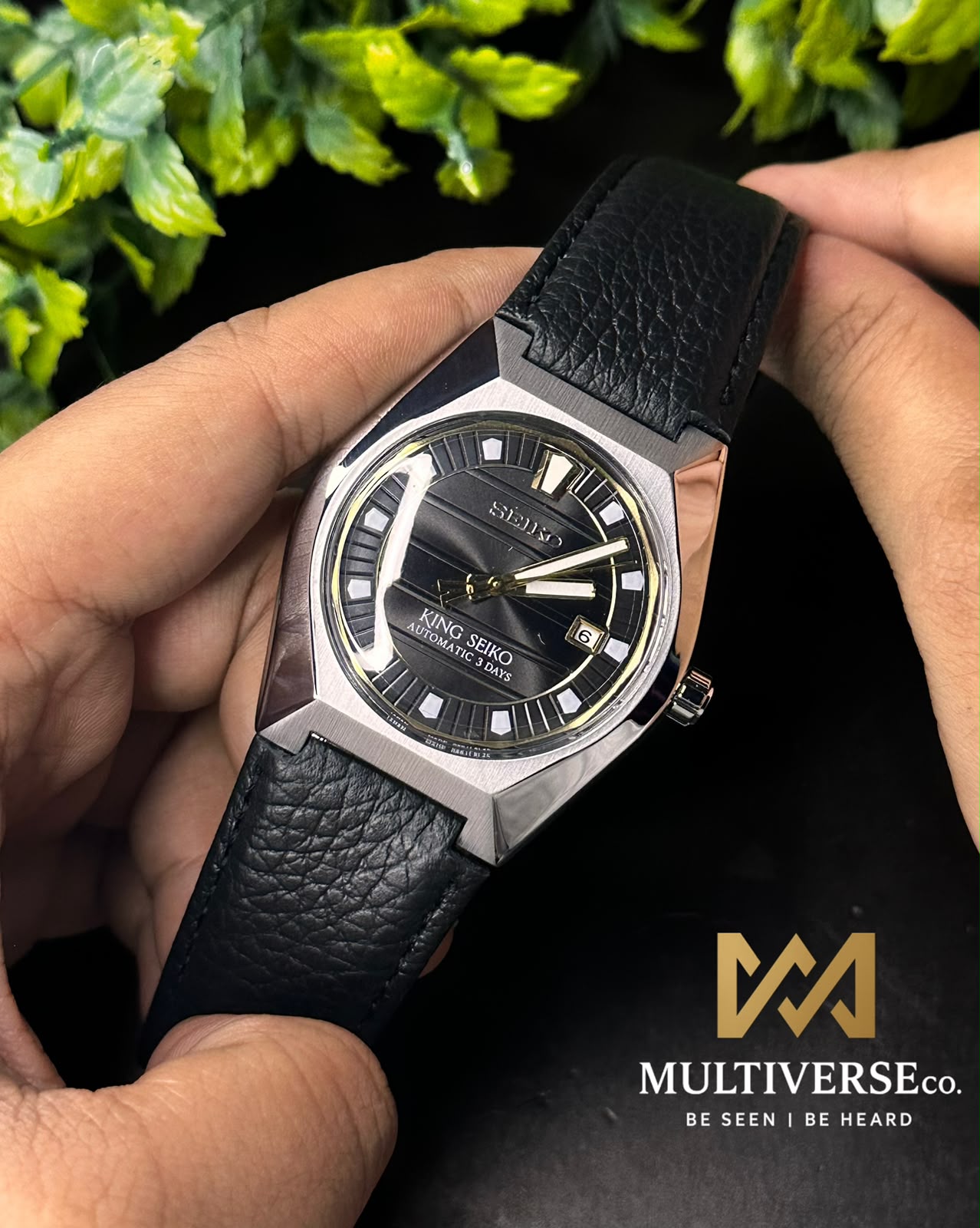 KING SEIKO HERITAGE AUTOMATIC BLACK DIAL BLACK BELT
