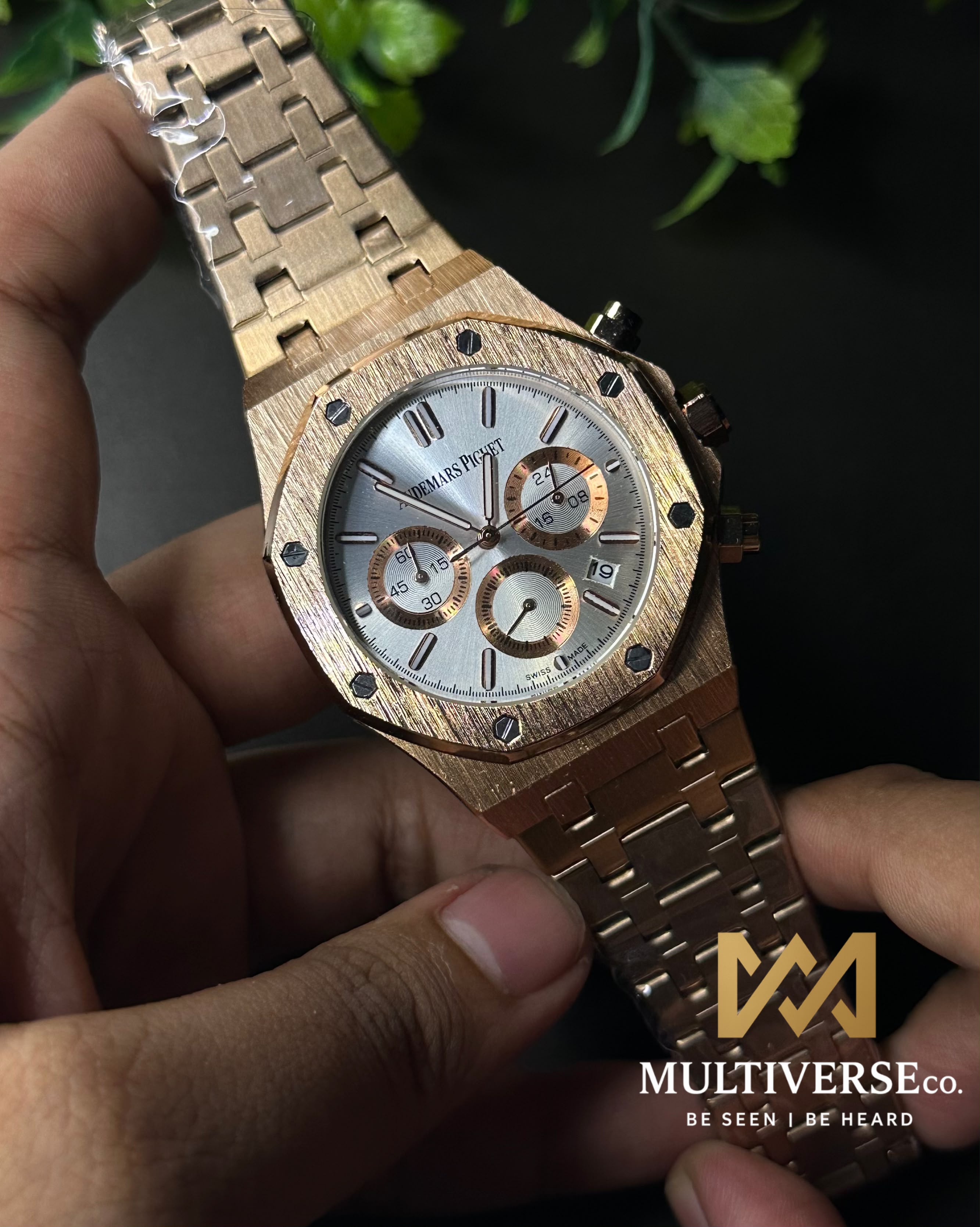 AP ROYAL OAK CHRONO ROSE GOLD TONE CHAMPAIGN DIAL WATCH_img_3