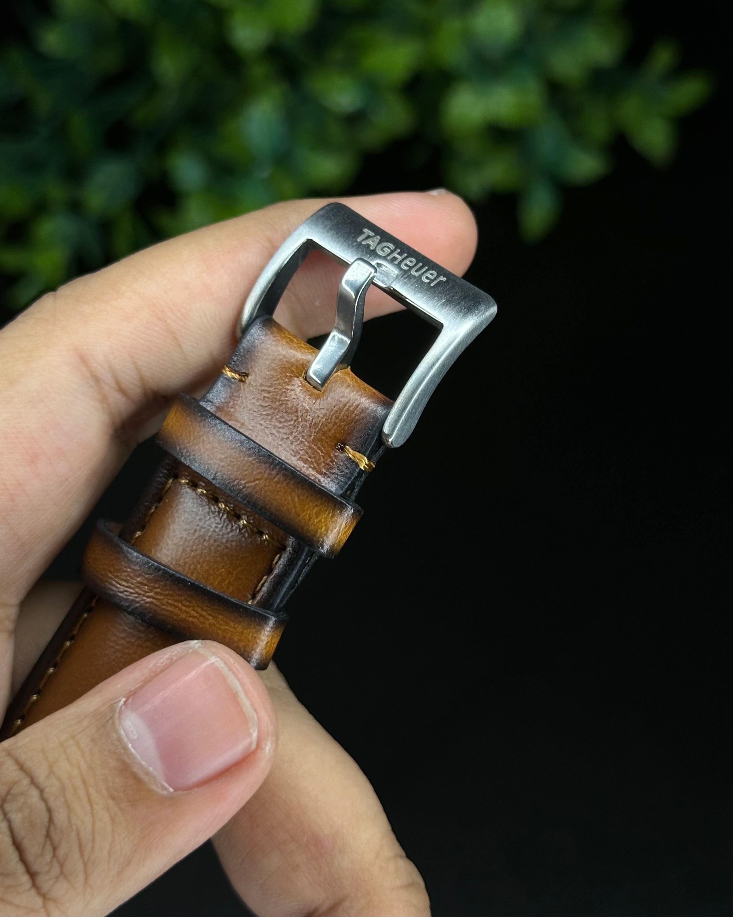 TAG HEUER CARRERA CHRONOGRAPH GREEN DIAL LIGHT BROWN BELT (AA)_img_5