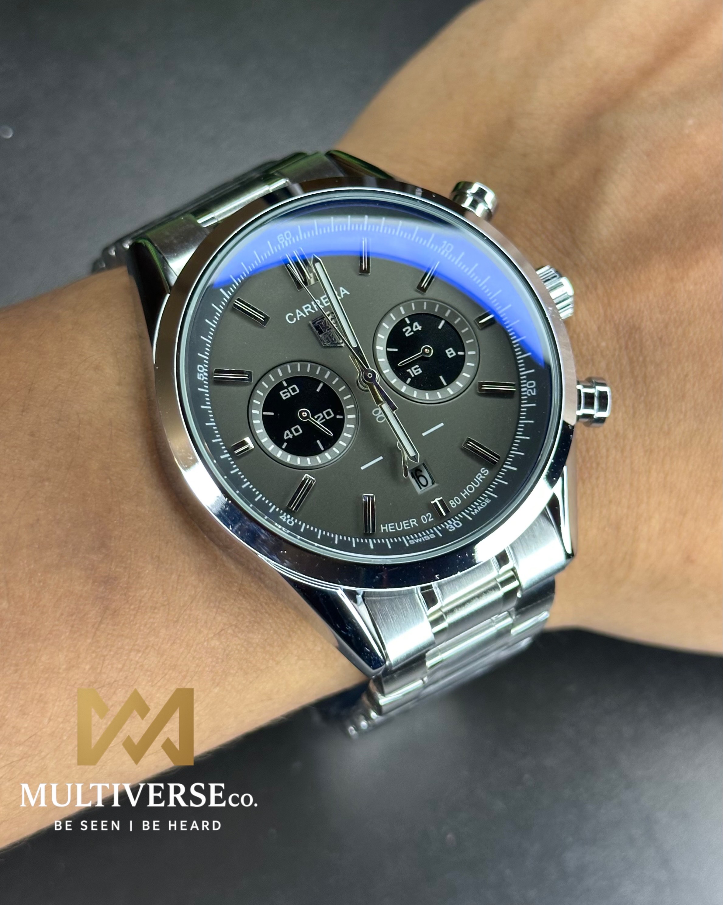 TAG HEUER HERITAGE SPORT CHRONOGRAPH GREY PANDA DIAL STEEL BRACELET (AA)_img_7