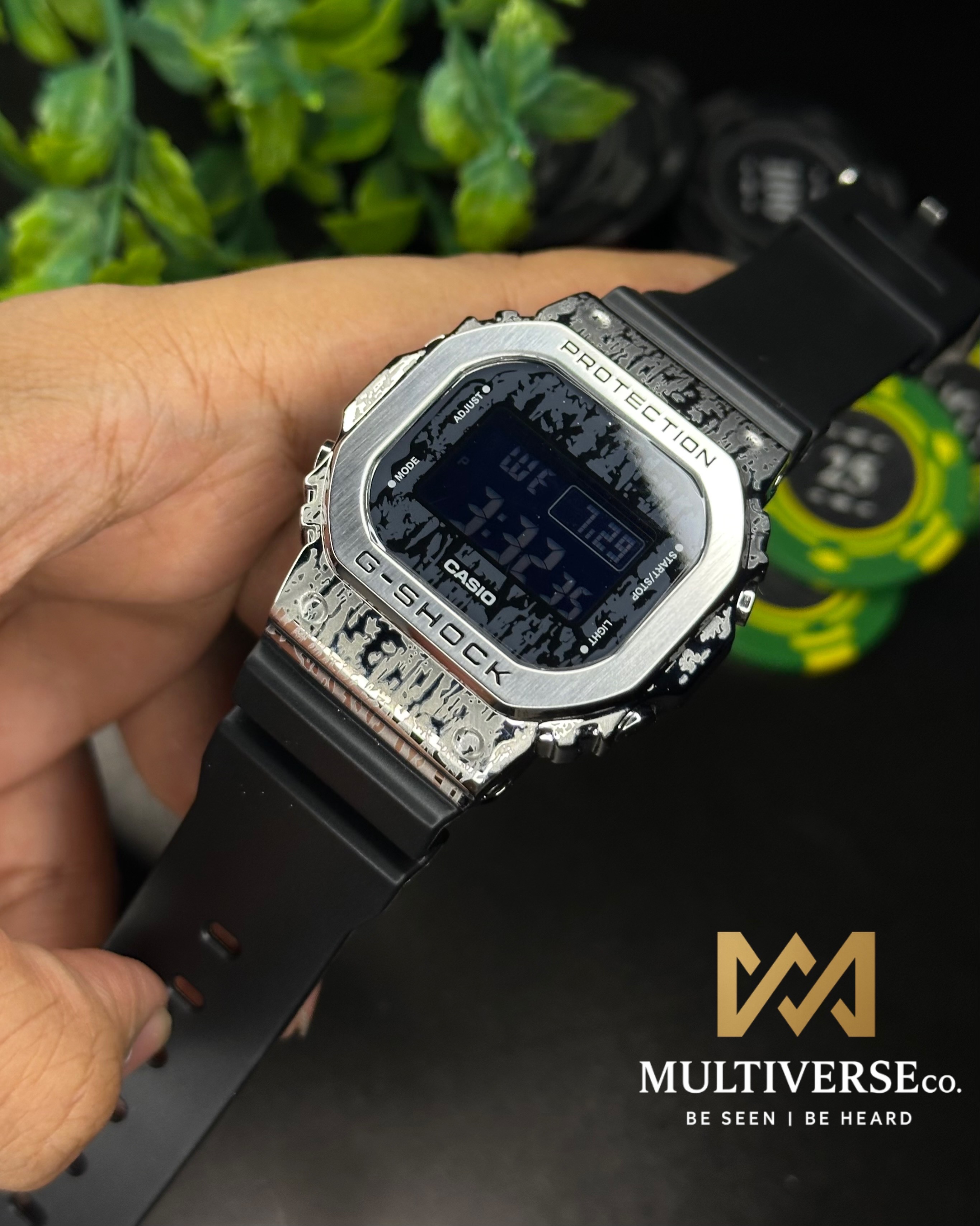 CASIO G-SHOCK | STEALTH METAL | BLACK BELT CAMO  DIAL | SILVER CASE |