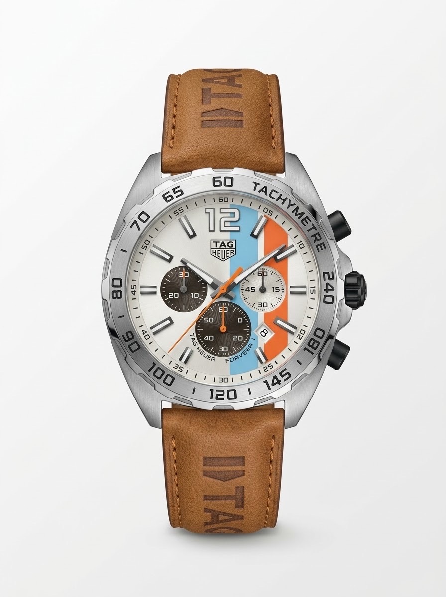 TAG HEUER FORMULA 1 CHRONOGRAPH ICONIC DIAL MUSTARD SUEDE LEATHER WATCH (AA)