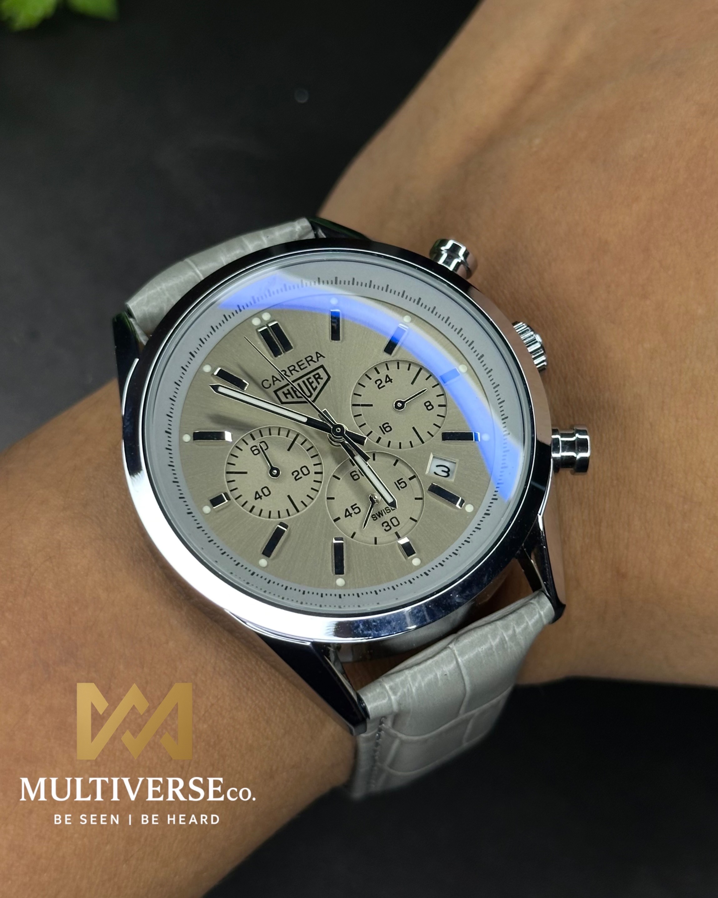 TAG HEUER CARRERA CHRONOGRAPH SILVER CASE GREY BELT GREY DIAL (AA)_img_5