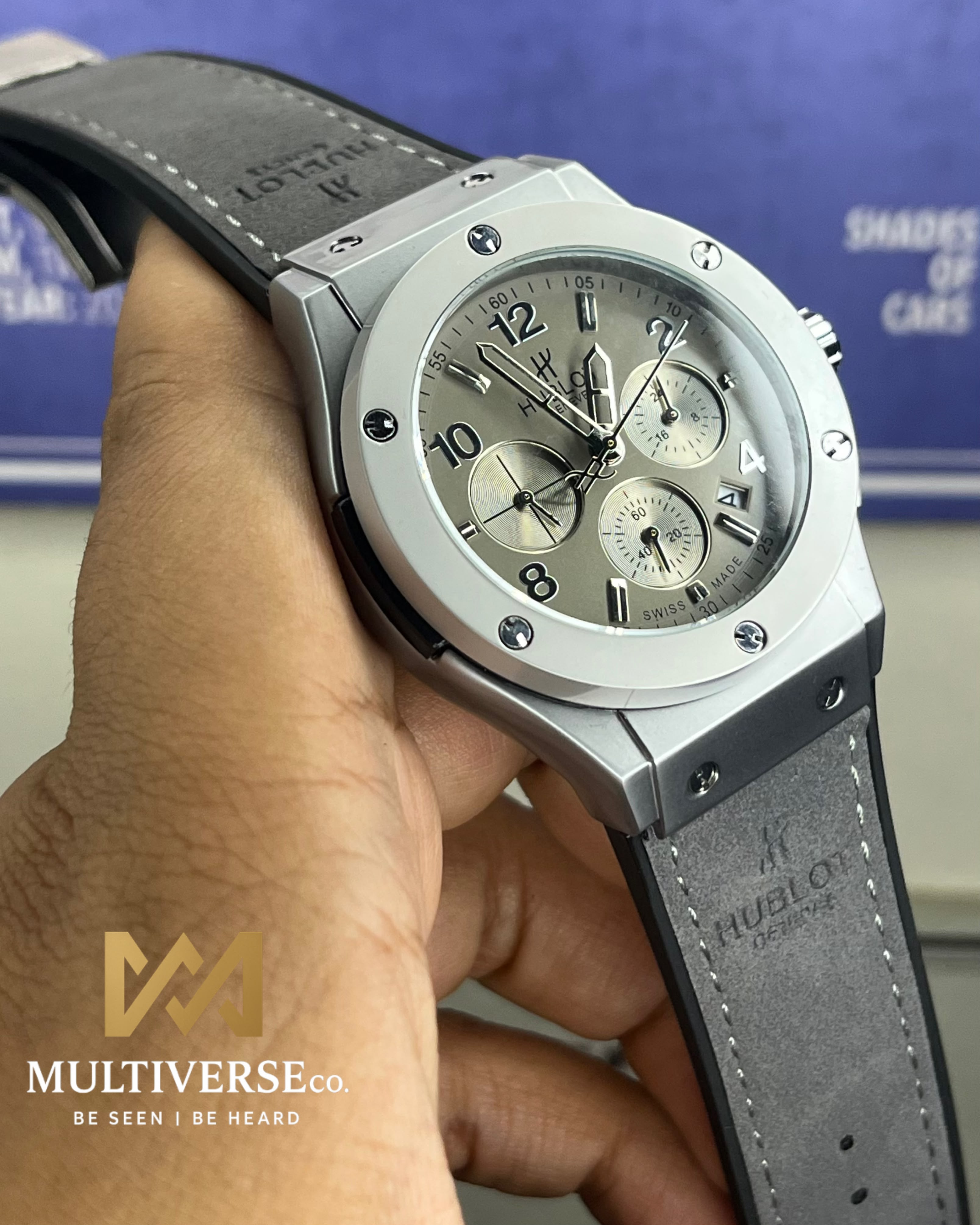 HUBLOT BIG BANG CHRONOGRAPH GREY DIAL GREY BELT WATCH