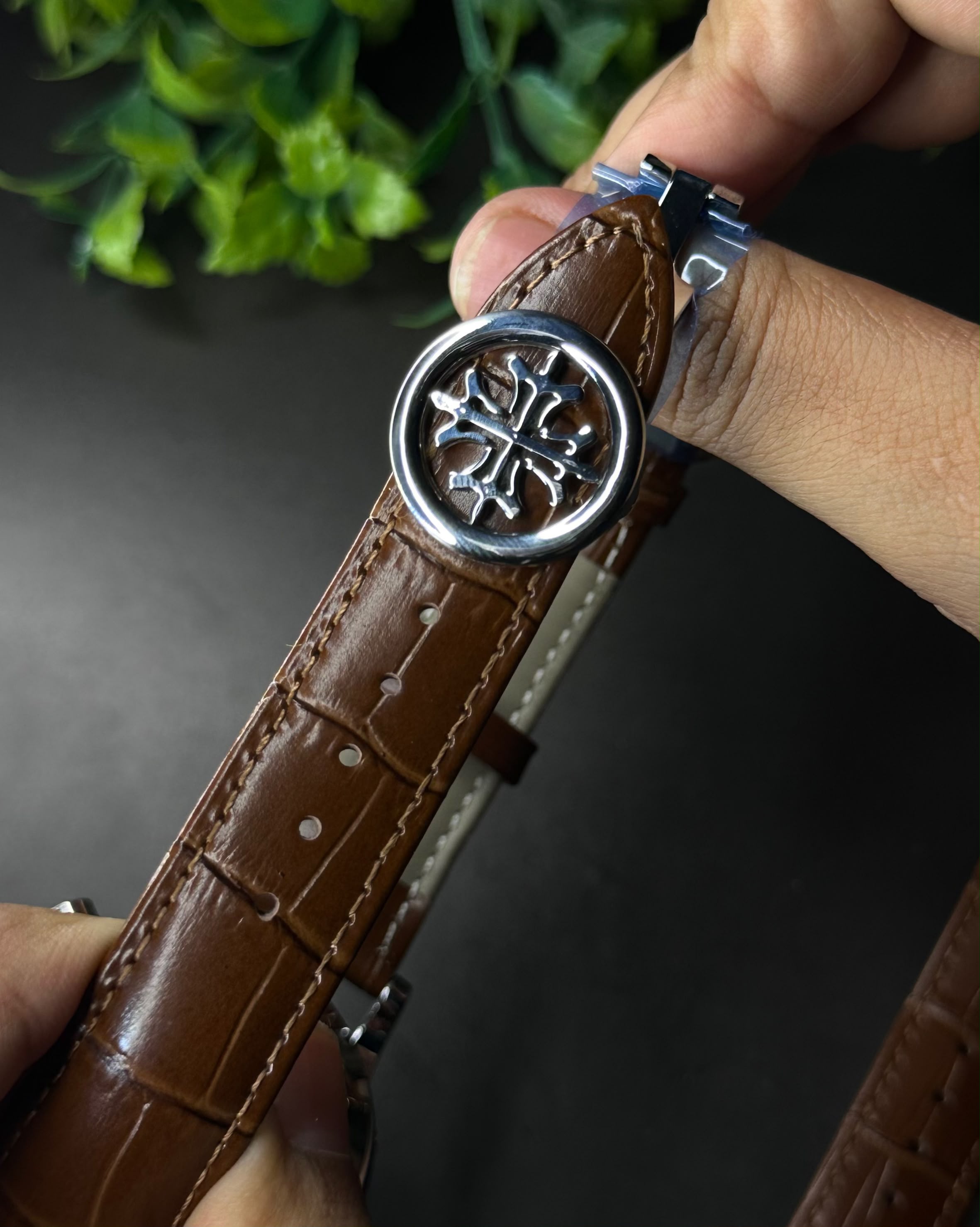 PATEK PHILIPPE GRAND CALENDAR OPEN-HEART PERPETUAL BROWN LEATHER WATCH_img_8