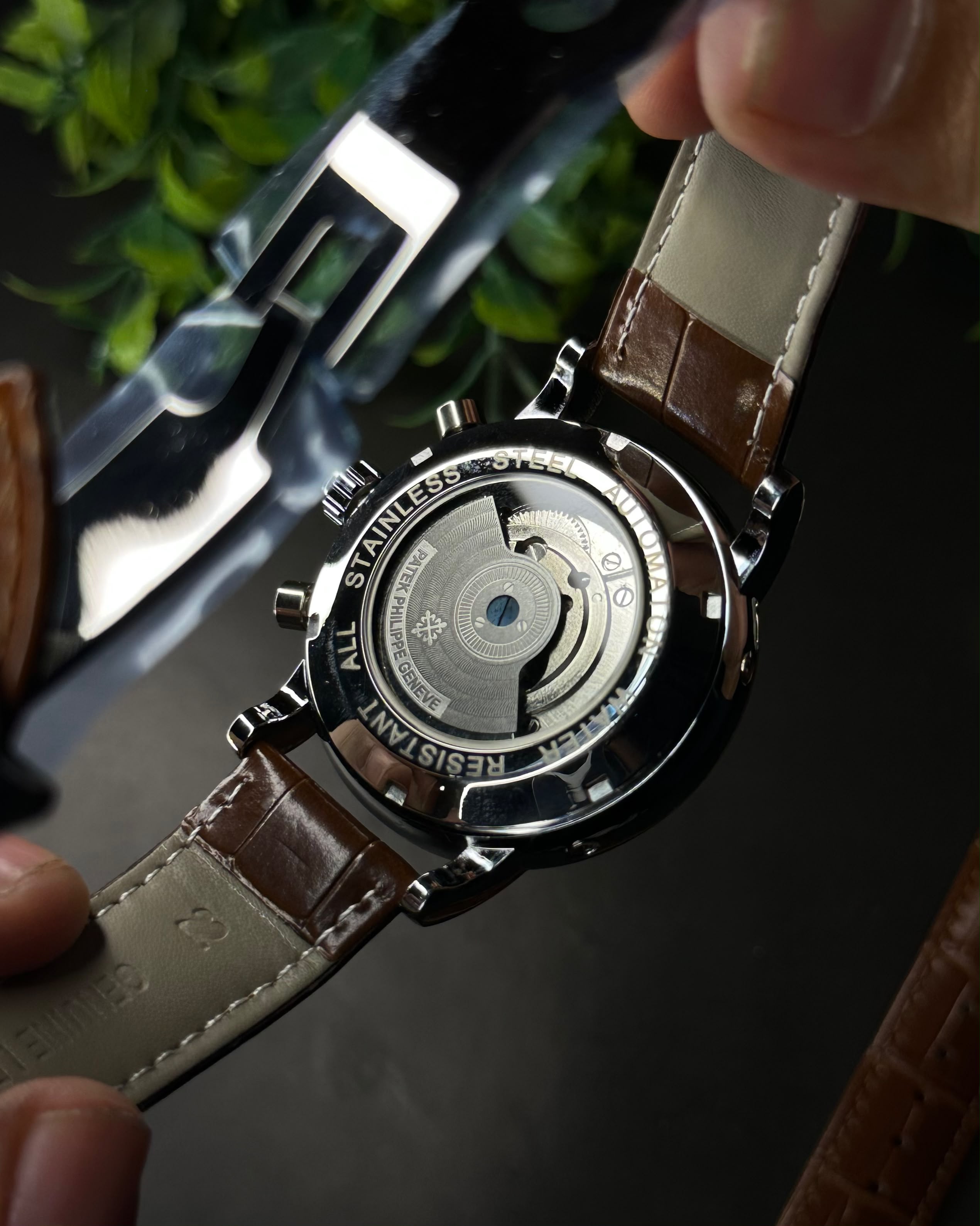 PATEK PHILIPPE GRAND CALENDAR OPEN-HEART PERPETUAL BROWN LEATHER WATCH_img_7