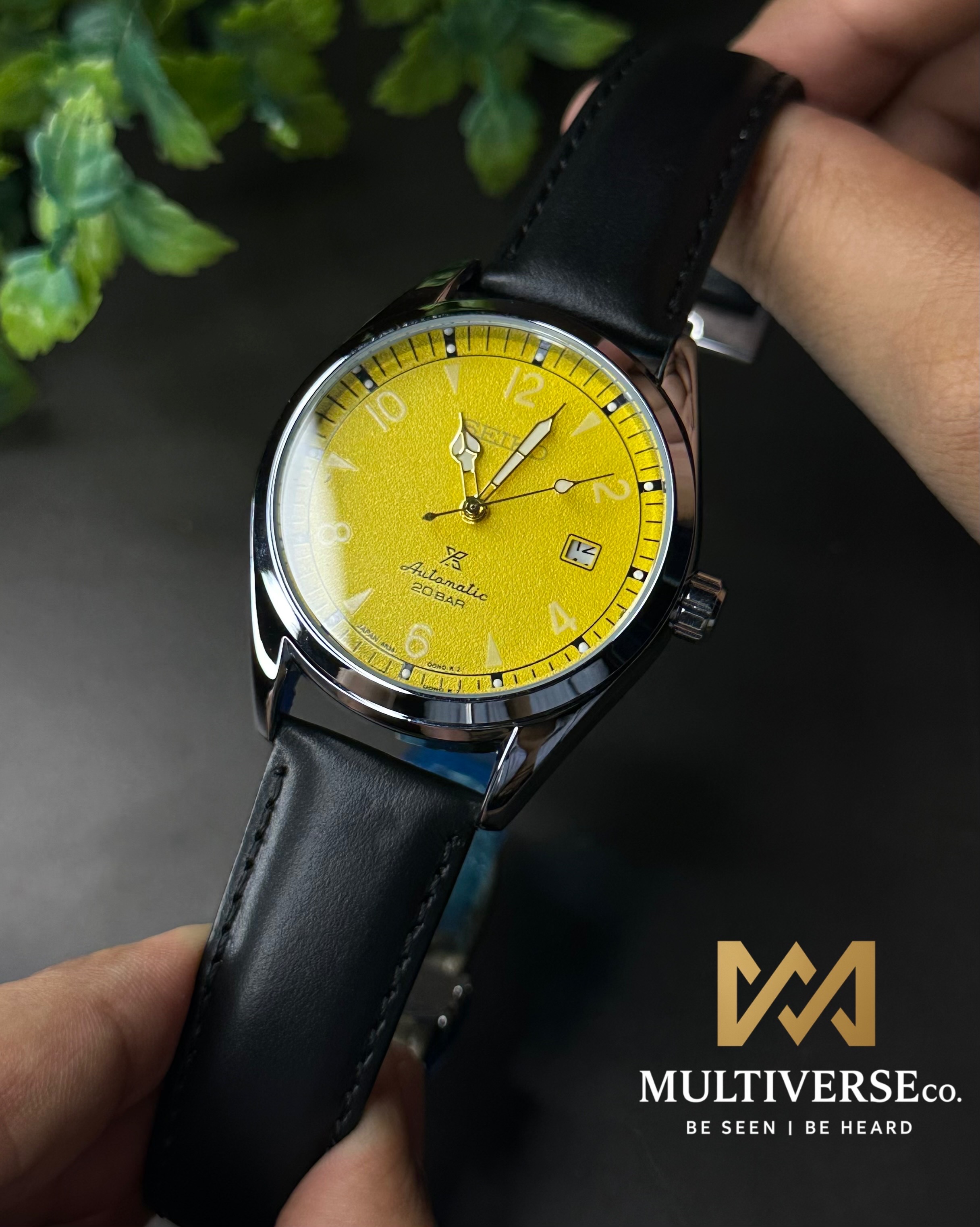 SEIKO PROSPEX ALPINIST AUTOMATIC BLACK LEATHER YELLOW DIAL WATCH (AA)