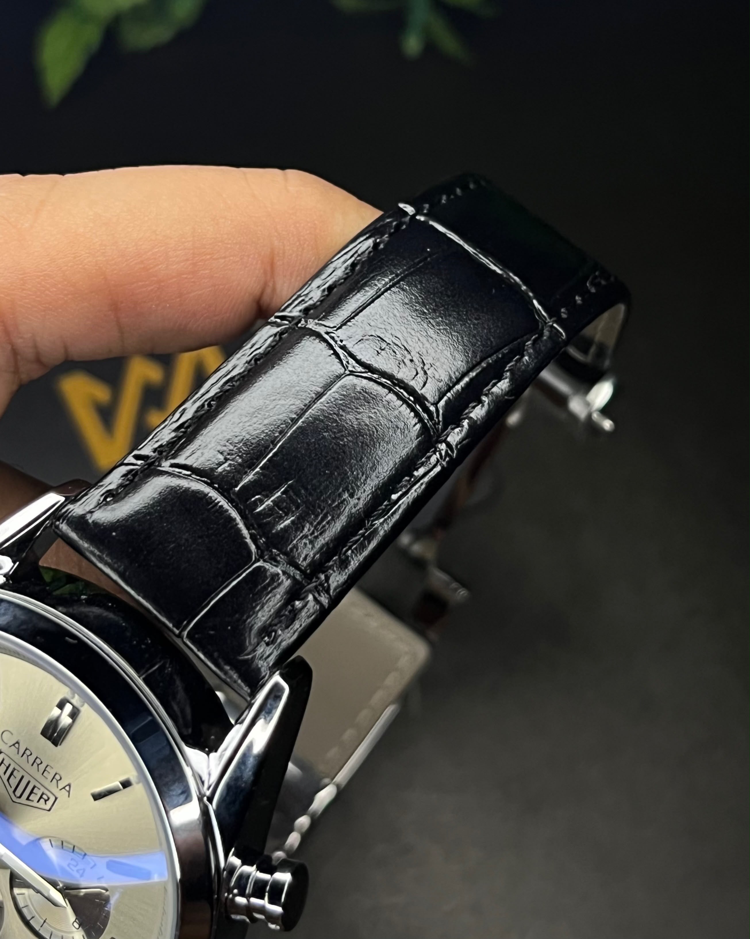 TAG HEUER CARRERA 3 CHRONO BI-COMPAX BLACK BELT SILVER CASE SILVER DIAL WATCH_img_5