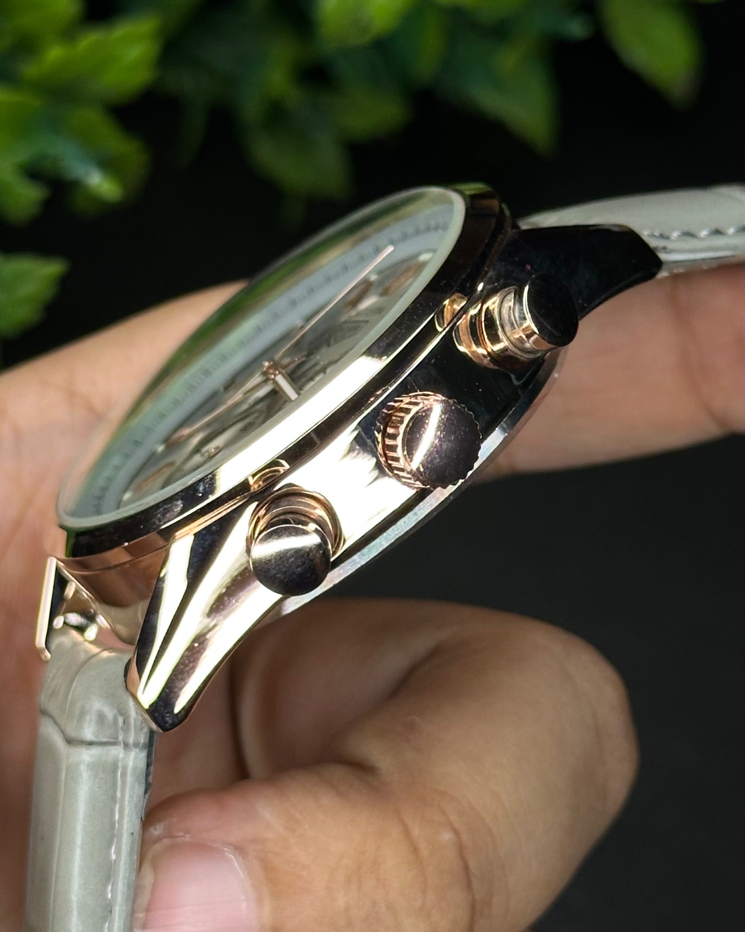 TAG HEUER CARRERA CHRONOGRAPH ROSE GOLD CASE GREY BELT GREY DIAL (AA)_img_1