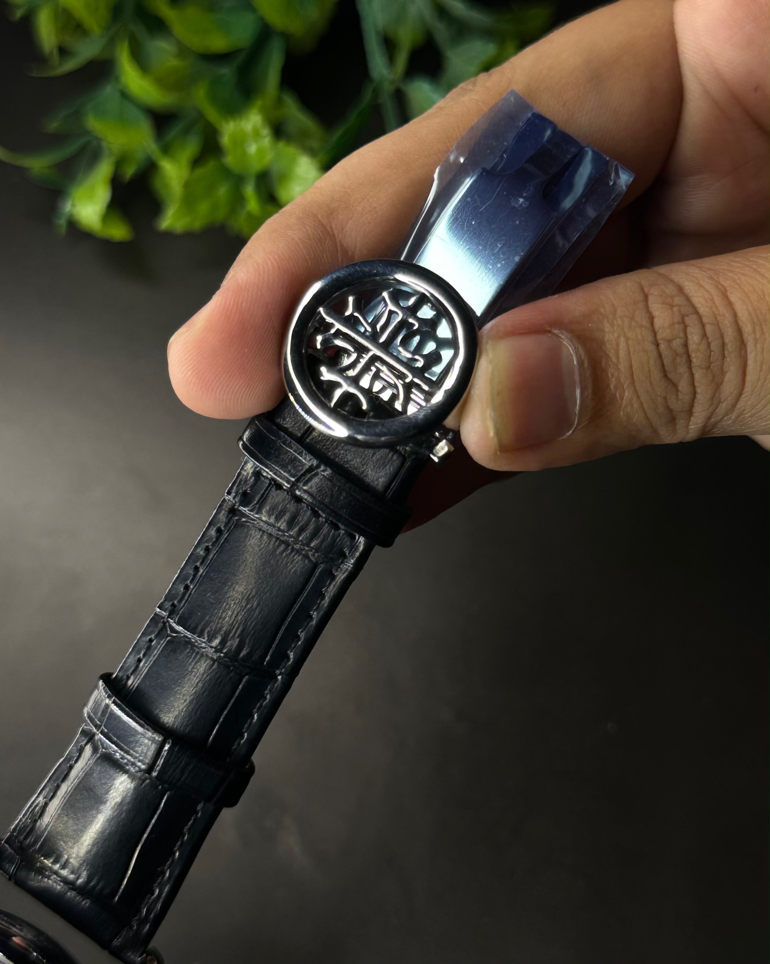 PATEK PHILIPPE GRAND CALENDAR OPEN-HEART PERPETUAL BLACK LEATHER WATCH_img_9