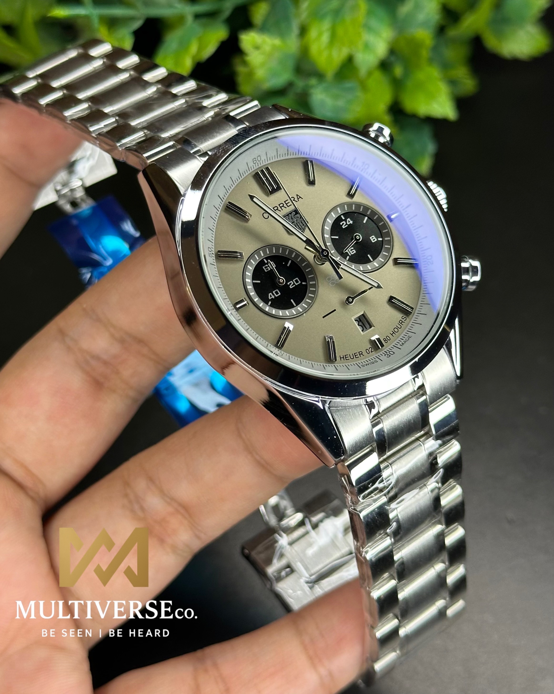 TAG HEUER HERITAGE SPORT CHRONOGRAPH ASH PANDA DIAL STEEL BRACELET (AA)_img_0
