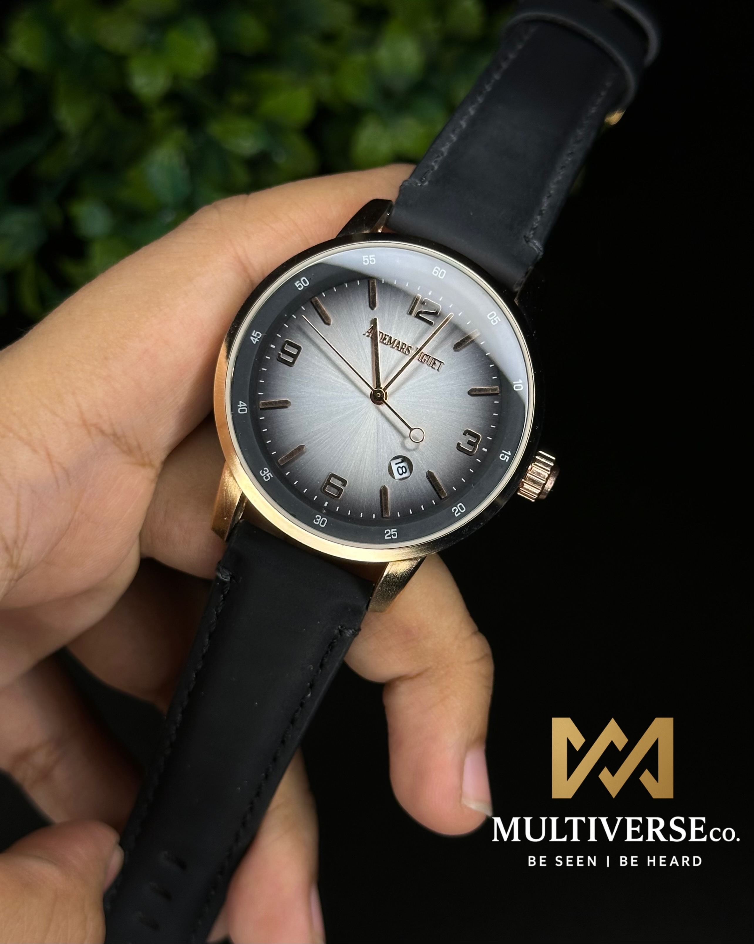 AP ROSE GOLD CASE GREY DIAL BLACK BELT (AA)_img_0