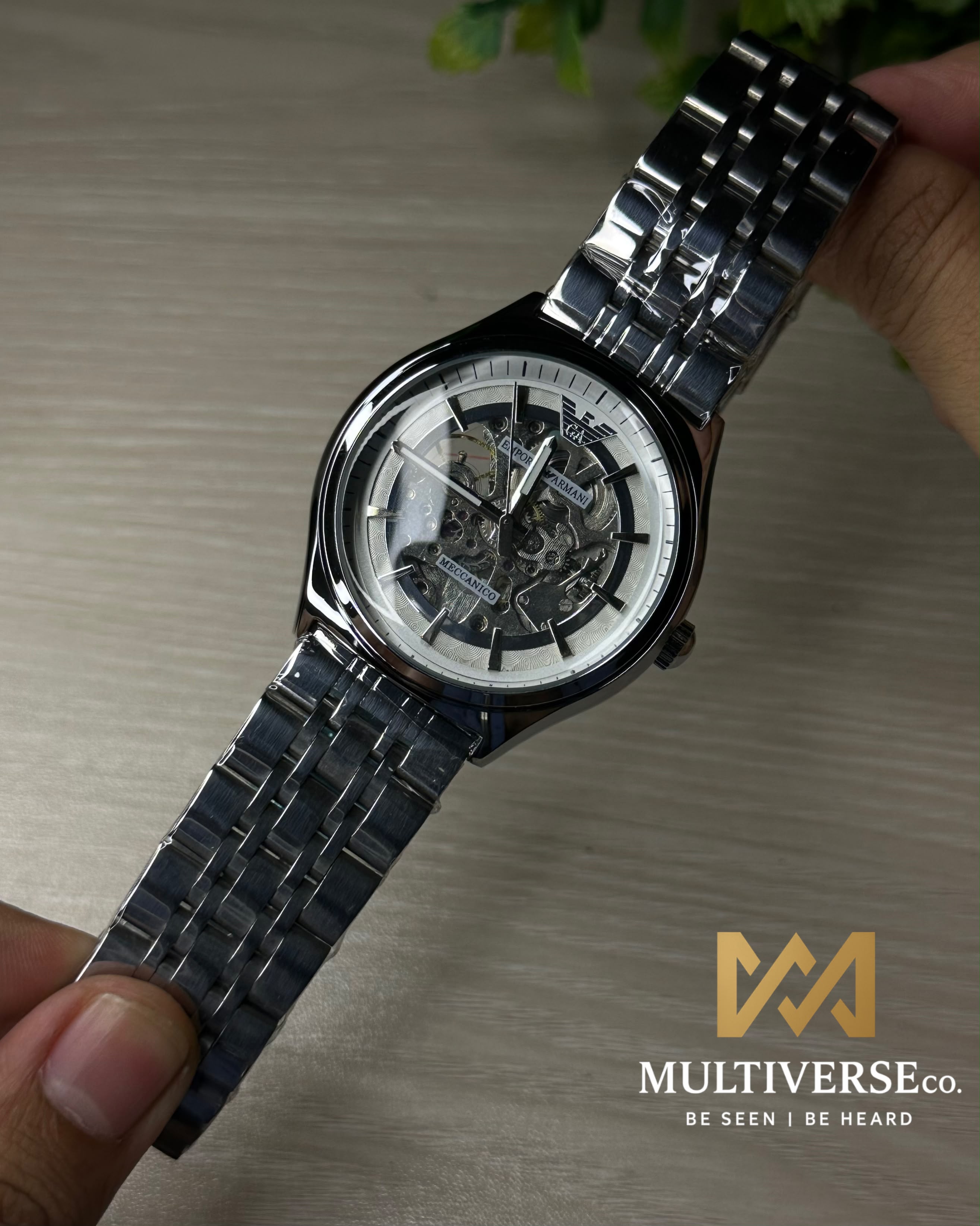 EMPORIO ARMANI SKELETON WHITE DIAL SILVER TONE WATCH_img_3