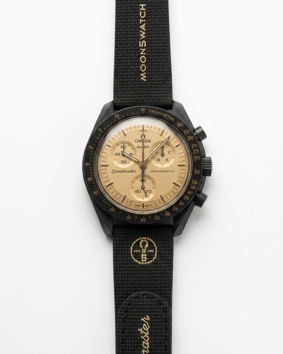 OMEGA X SWATCH MOONSWATCH GOLD CHRONO WATCH (AA)