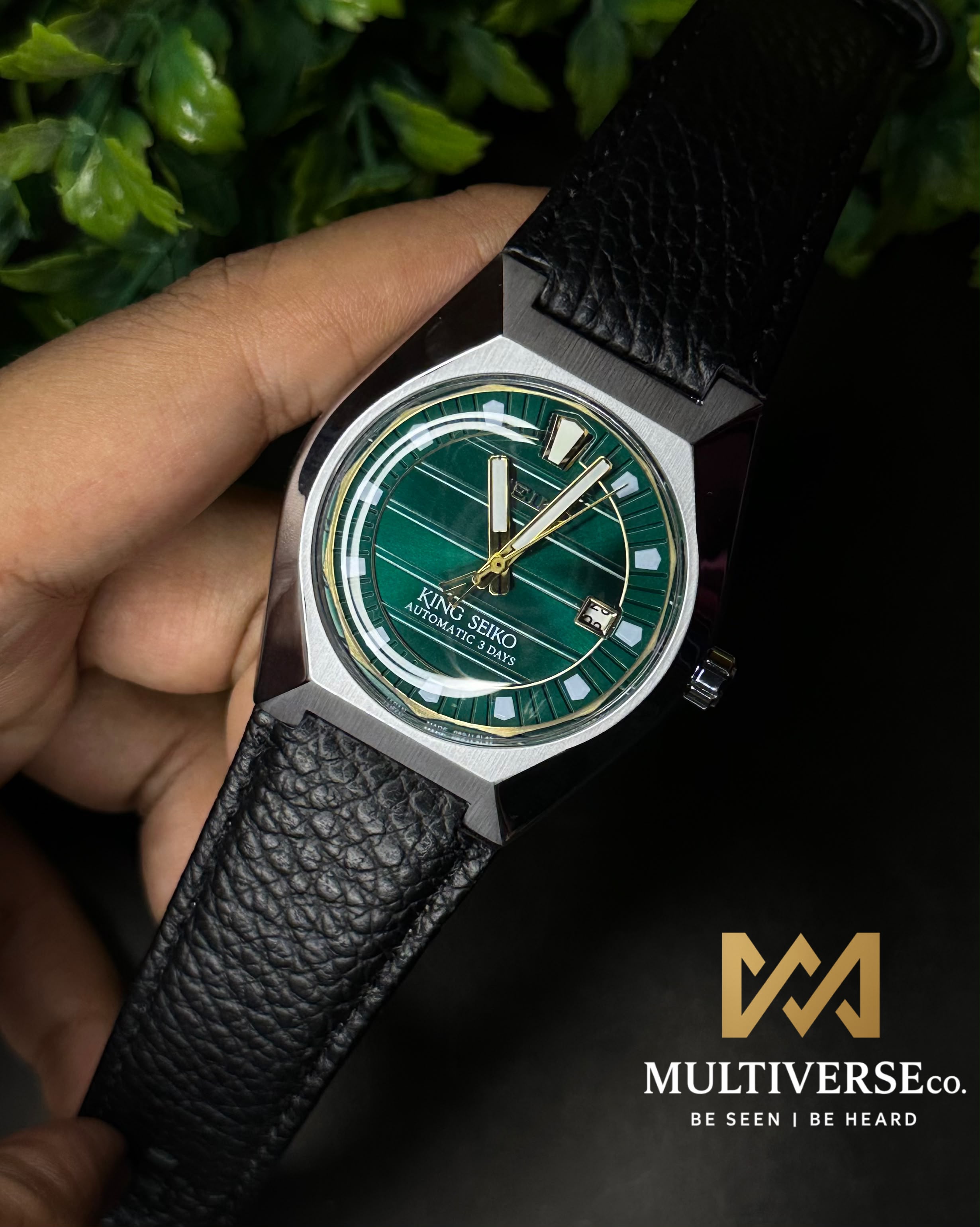 KING SEIKO HERITAGE AUTOMATIC GREEN DIAL BLACK BELT