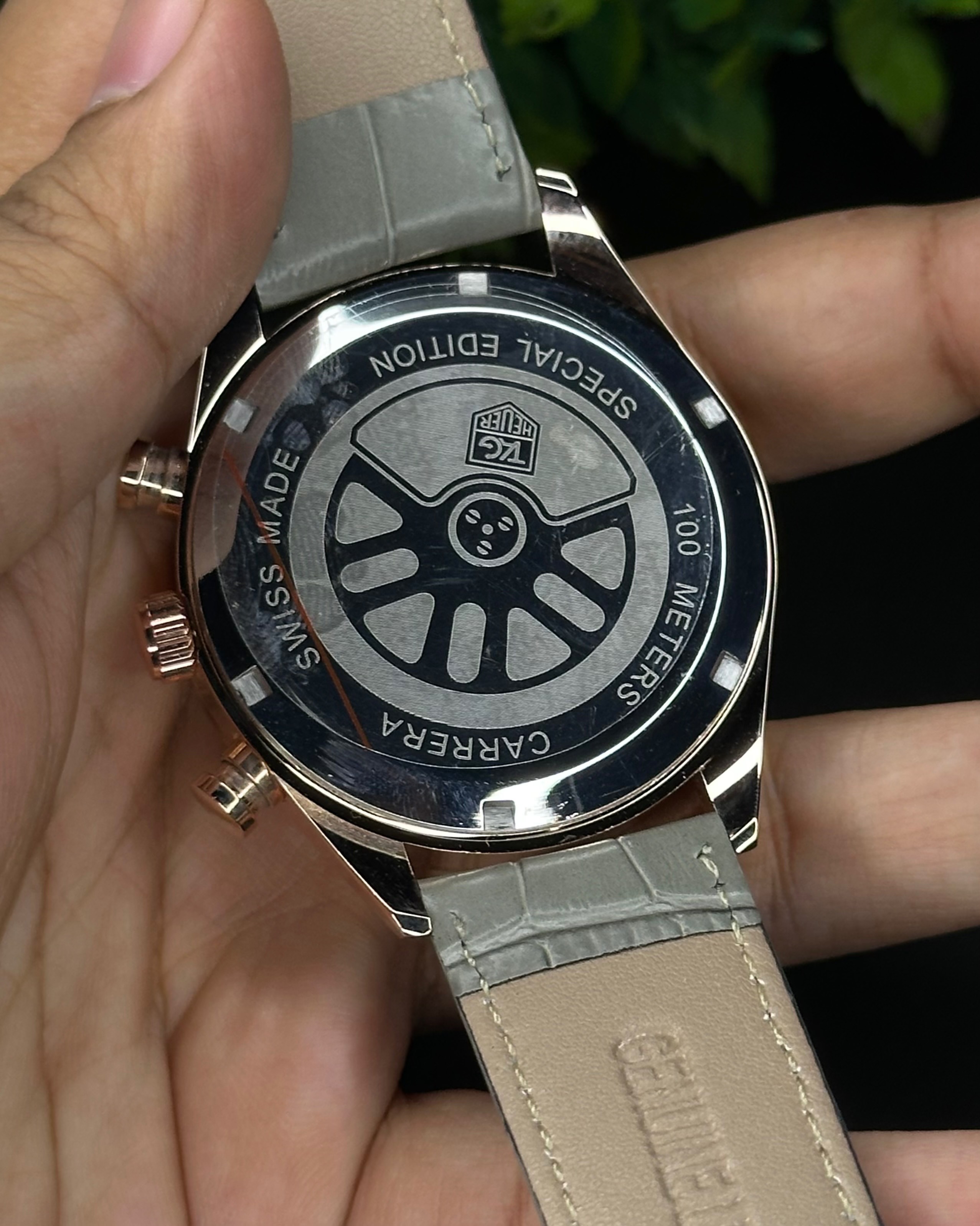 TAG HEUER CARRERA CHRONOGRAPH ROSE GOLD CASE GREY BELT GREY DIAL (AA)_img_2