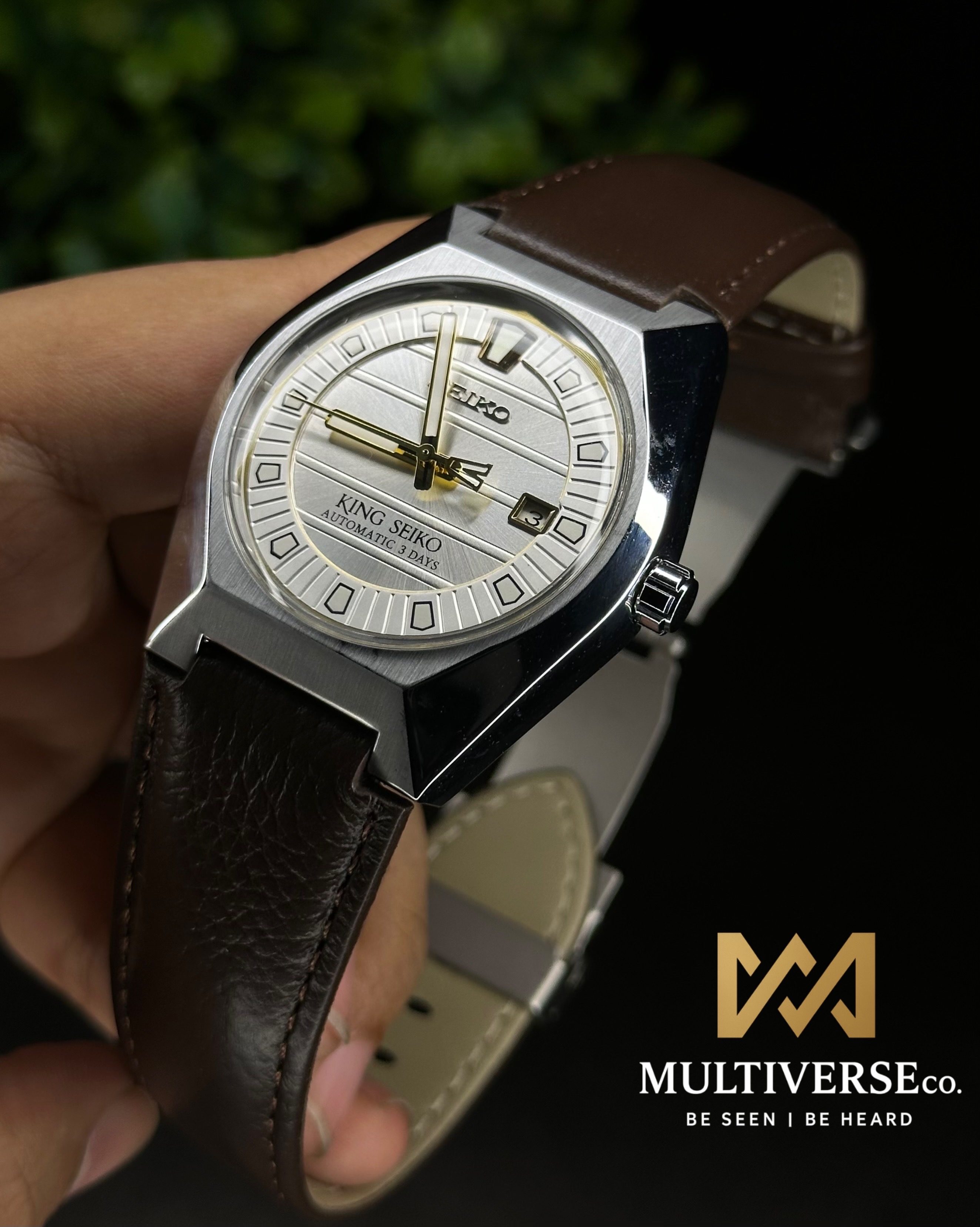 KING SEIKO HERITAGE AUTOMATIC WHITE DIAL BROWN BELT (SEMI AAA)_img_1