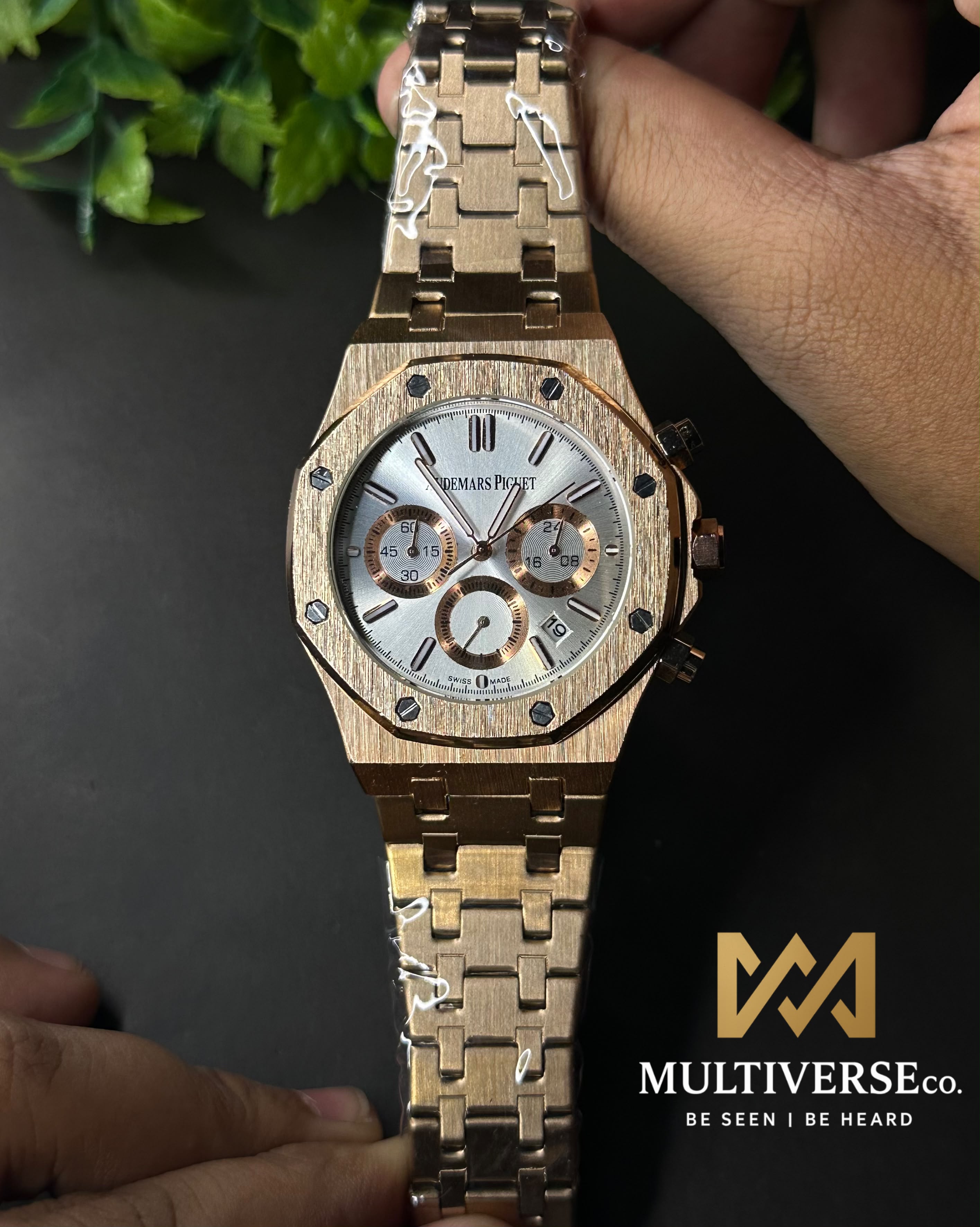 AP ROYAL OAK CHRONO ROSE GOLD TONE CHAMPAIGN DIAL WATCH_img_2