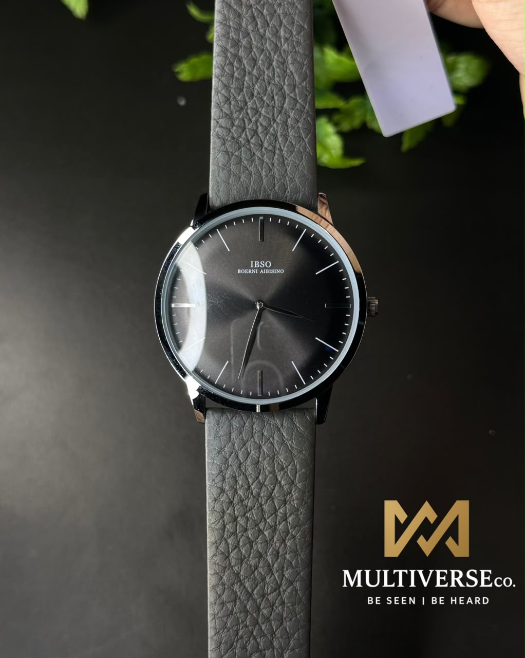 IBSO MINIMALIST SUNBURST LEATHER GREY STRAP GREY DIAL WATCH B2806G_img_1
