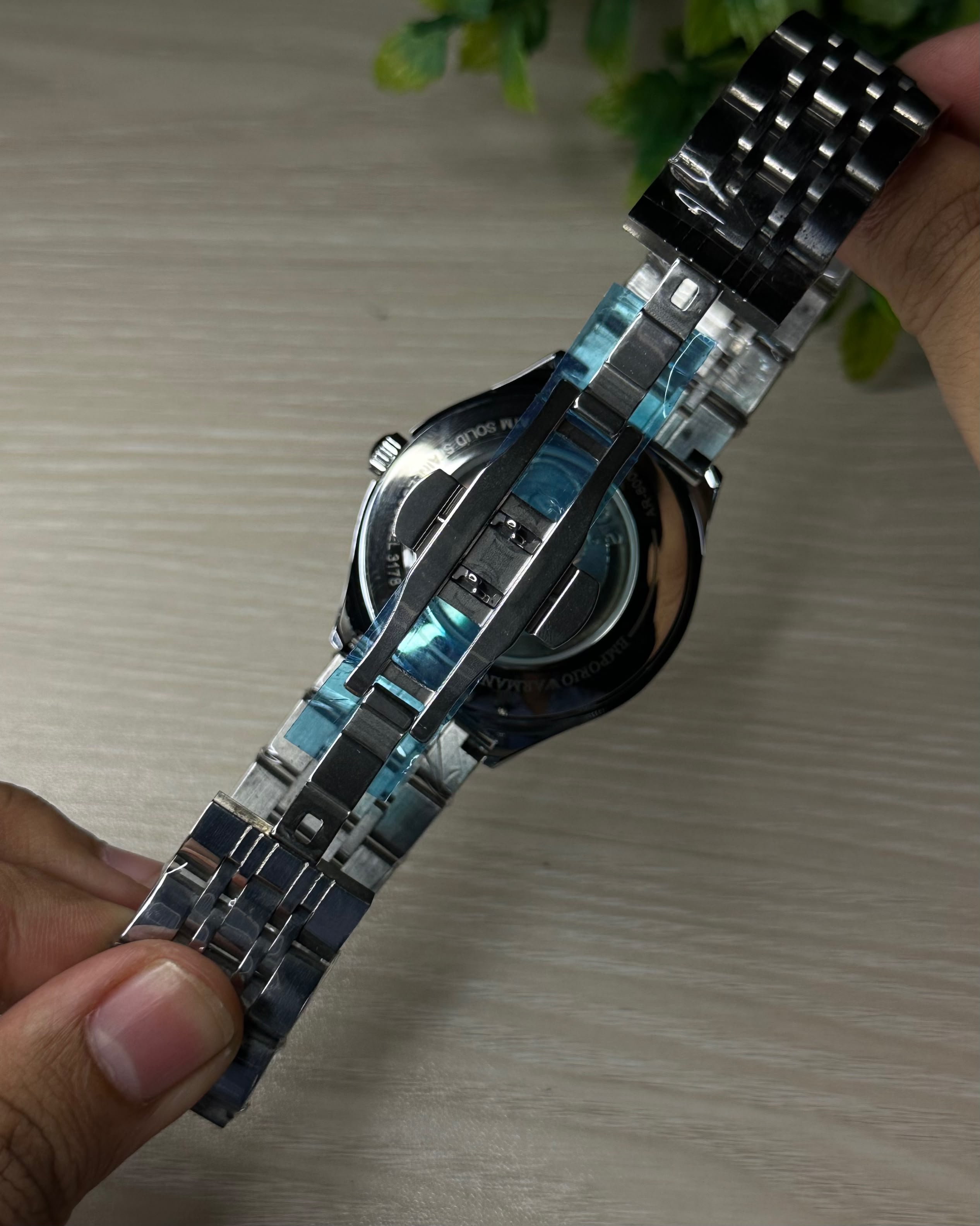 EMPORIO ARMANI SKELETON BLACK DIAL SILVER TONE WATCH_img_9