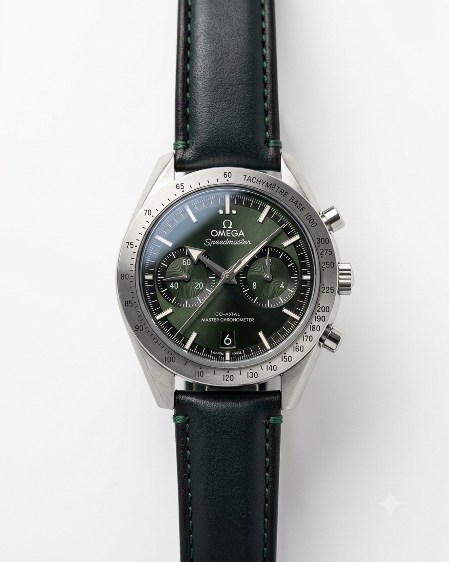 OMEGA SPEEDMASTER '57 CO-AXIAL LEATHER GREEN WATCH (AA)