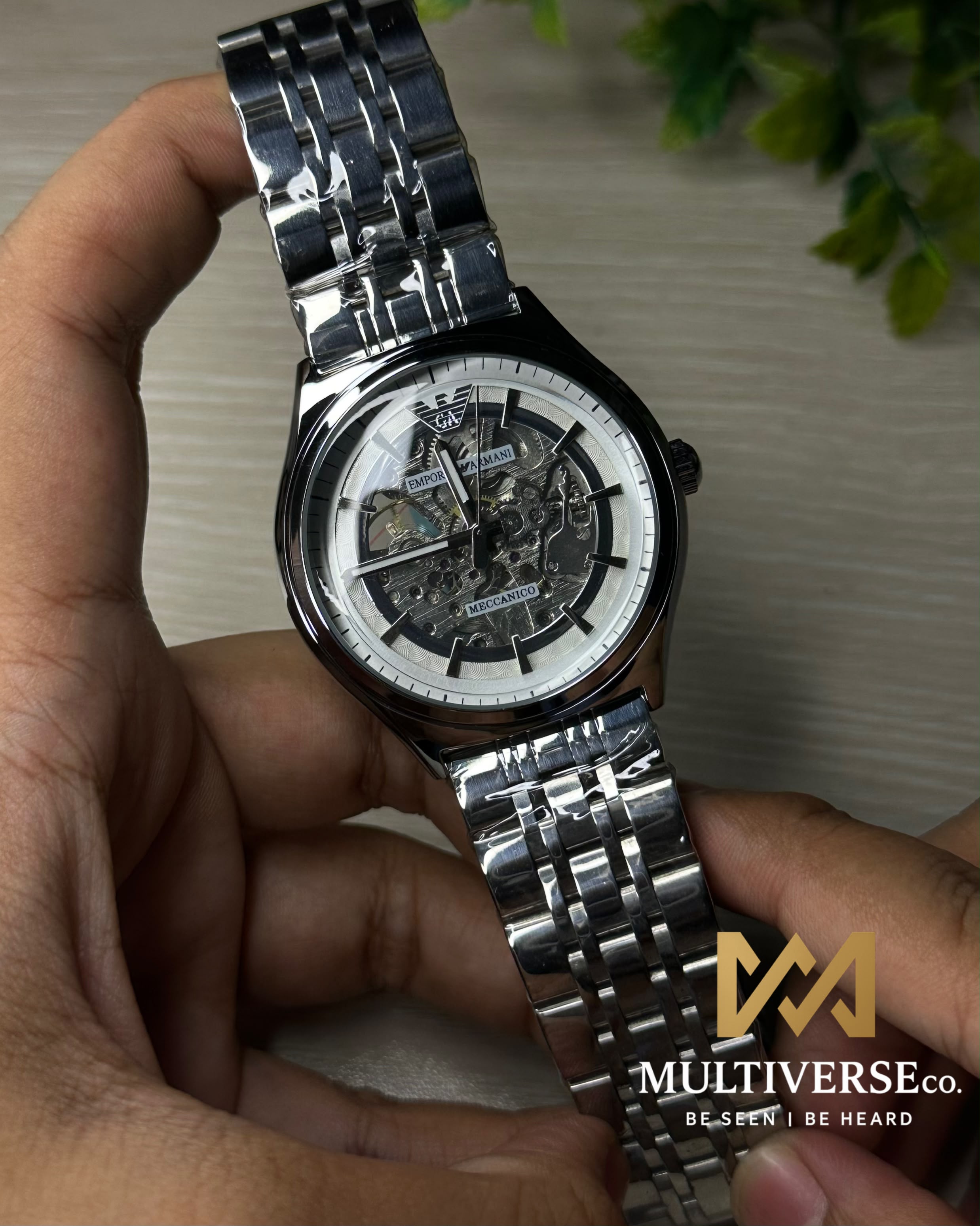 EMPORIO ARMANI SKELETON WHITE DIAL SILVER TONE WATCH_img_0