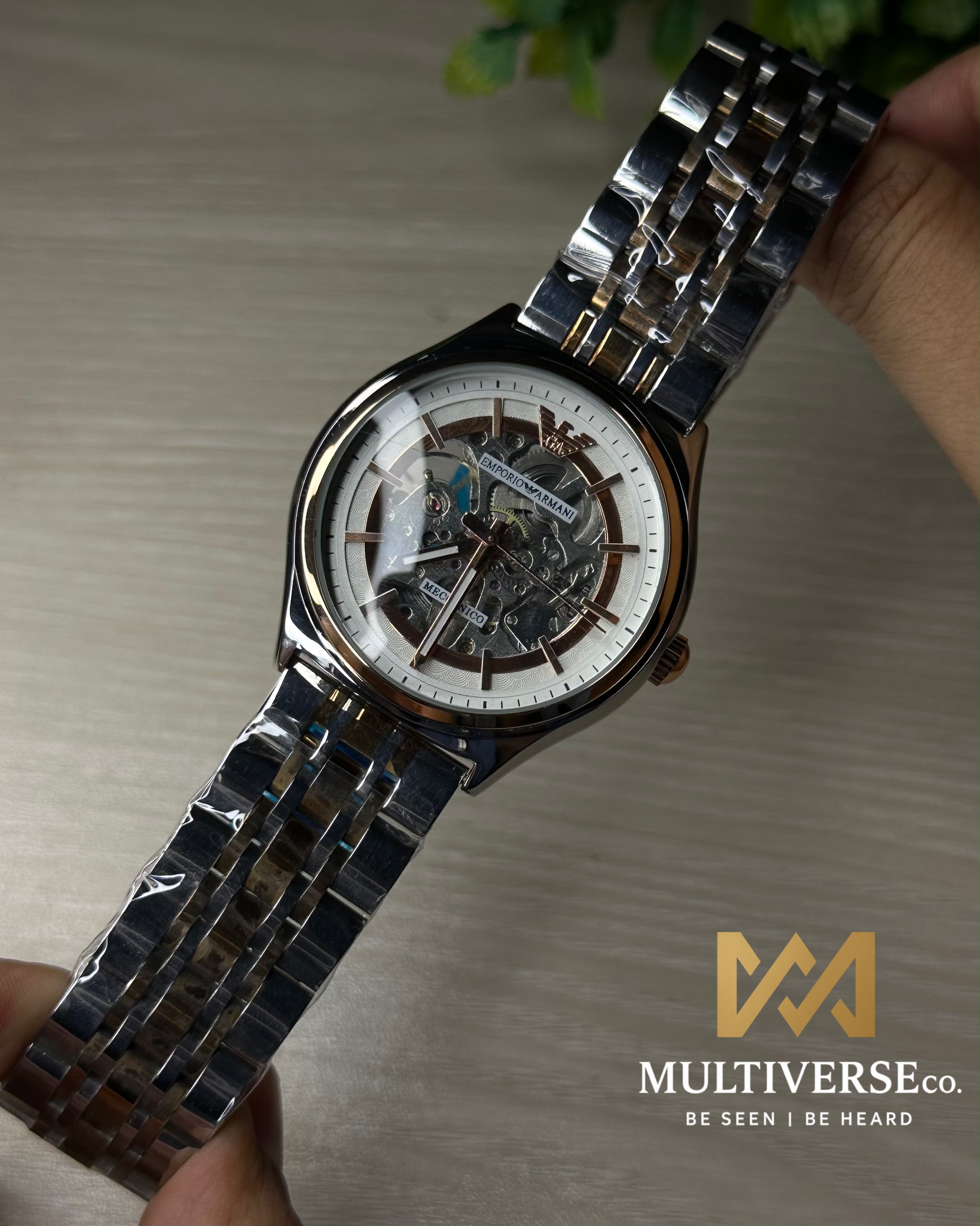EMPORIO ARMANI SKELETON TWO TONE DIAL TWO TONE CASE WATCH_img_5