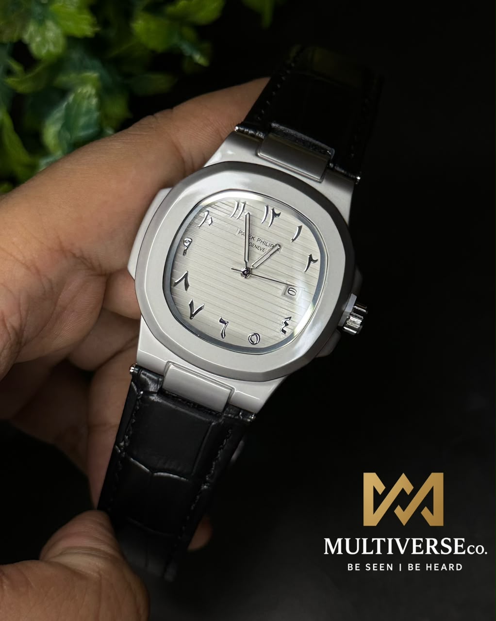 PATEK PHILIPPE NAUTILUS EASTERN ARABIC NUMERALS BLACK BELT WHITE DIAL EDITION