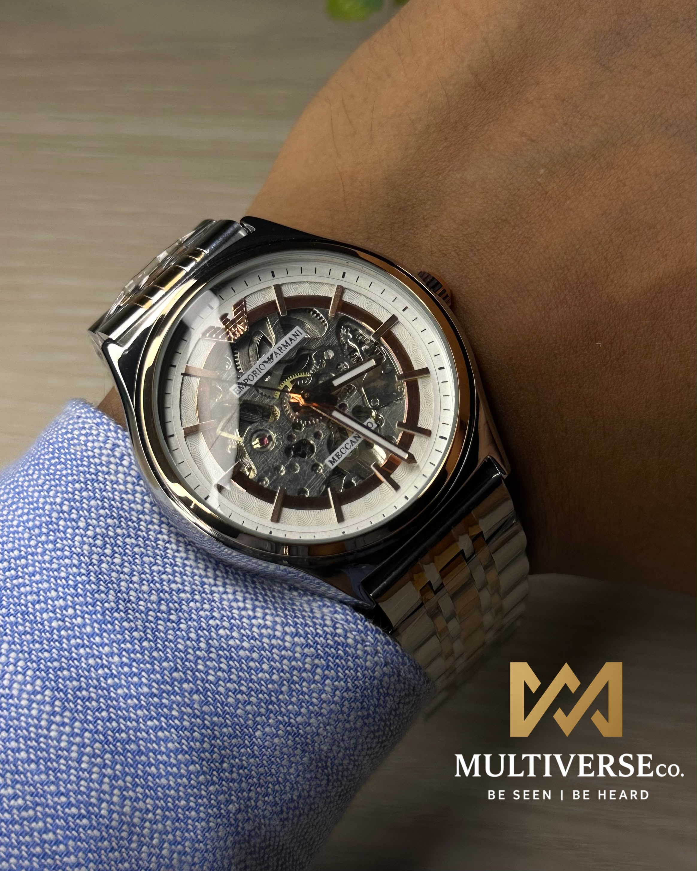 EMPORIO ARMANI SKELETON TWO TONE DIAL TWO TONE CASE WATCH_img_2