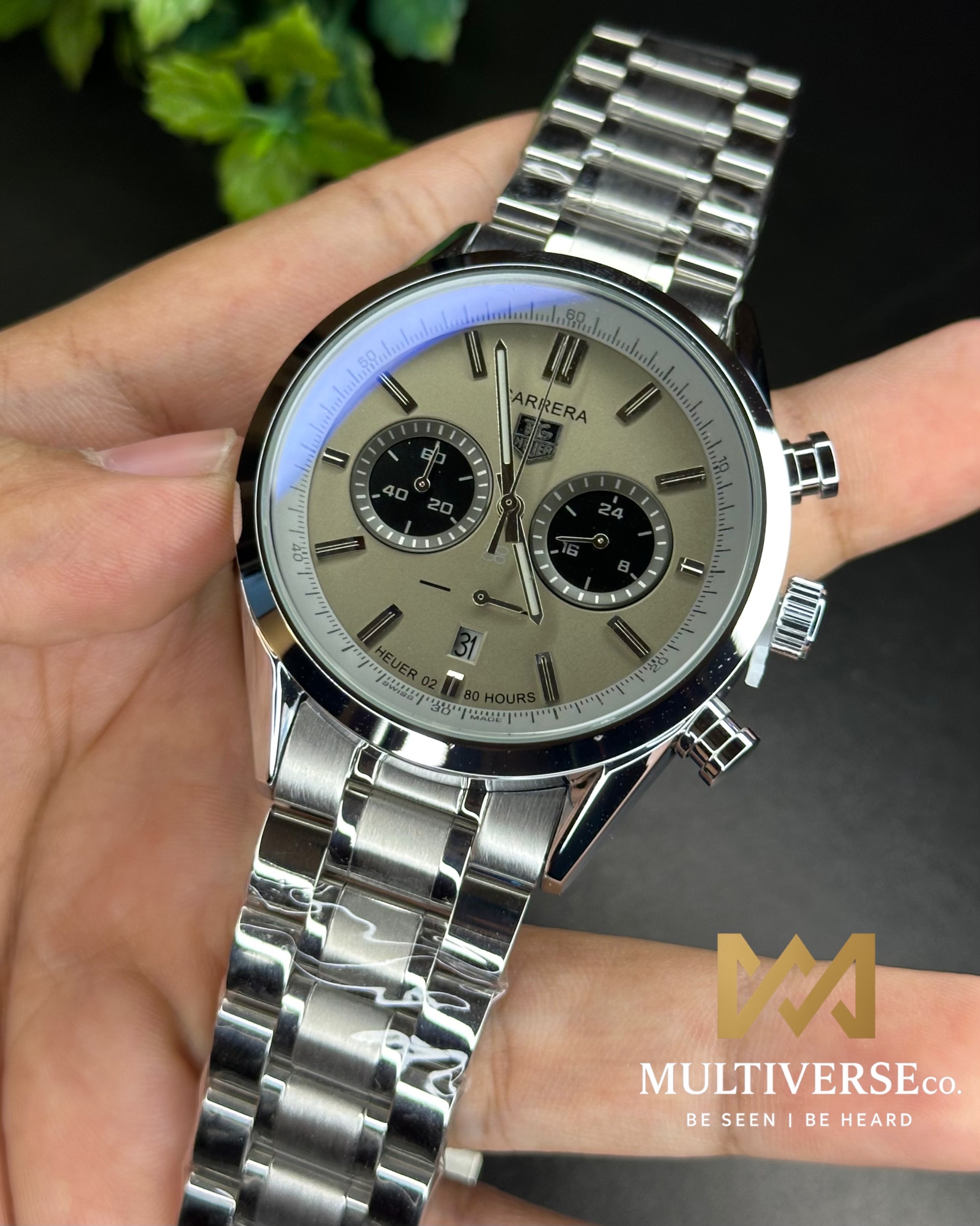TAG HEUER HERITAGE SPORT CHRONOGRAPH ASH PANDA DIAL STEEL BRACELET (AA)_img_2