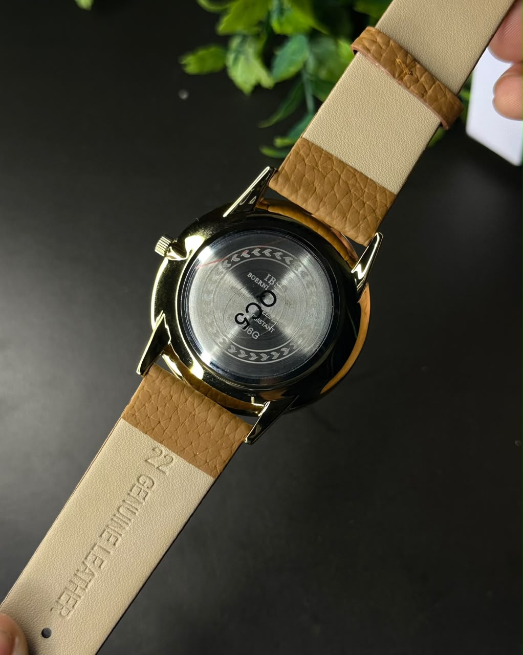 IBSO MINIMALIST SUNBURST LEATHER MUSTARD STRAP WHITE DIAL WATCH B2806G_img_6
