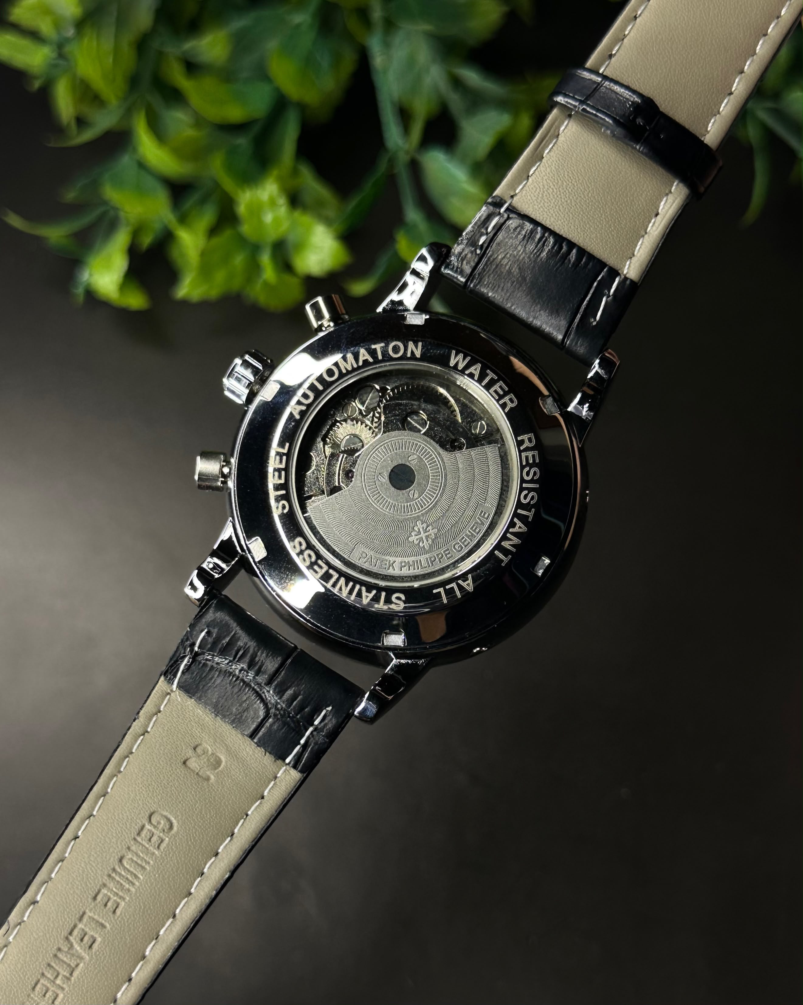 PATEK PHILIPPE GRAND CALENDAR OPEN-HEART PERPETUAL BLACK LEATHER WATCH_img_6