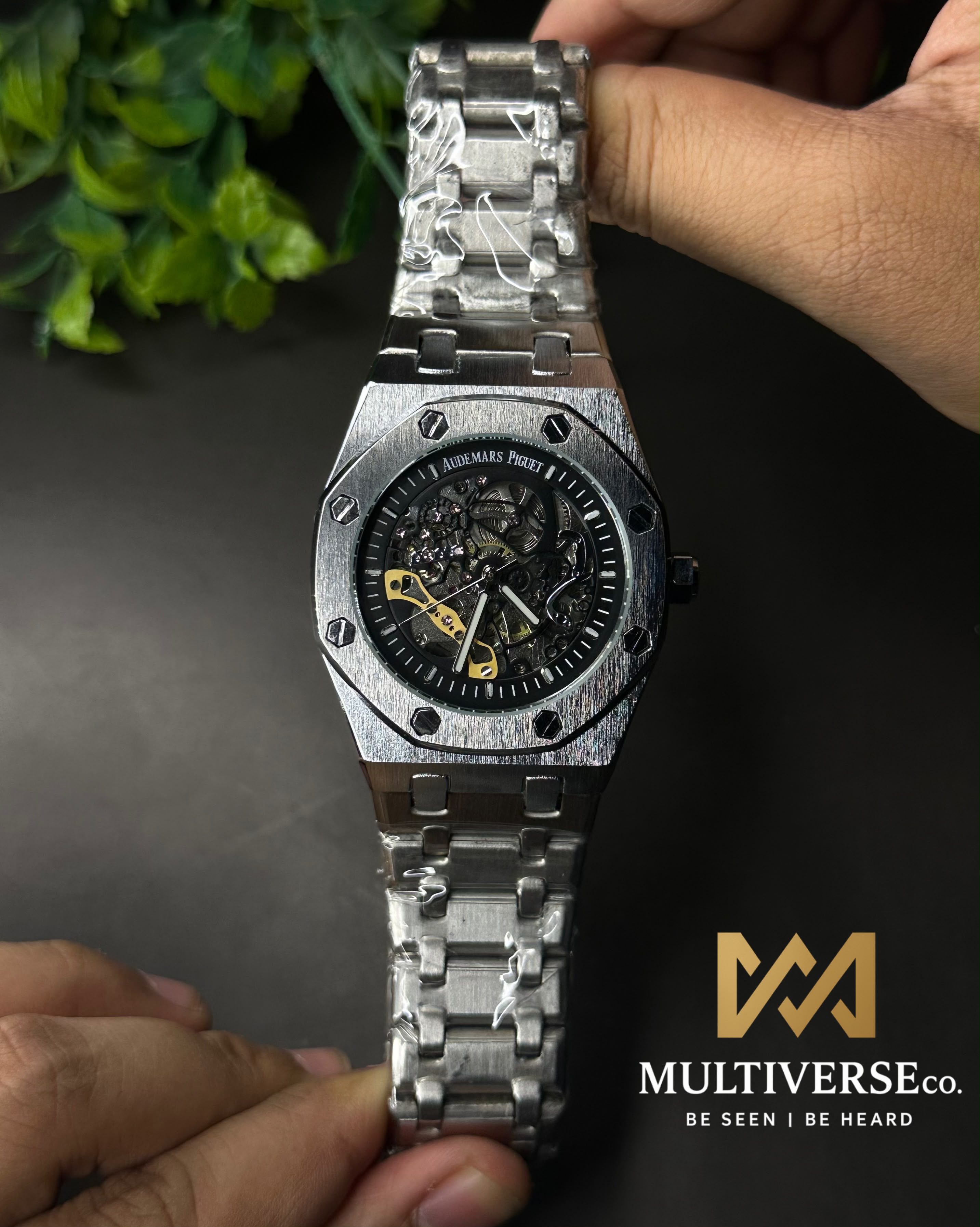 AP ROYAL OAK SKELETON SILVER CASE BLACK WATCH_img_1
