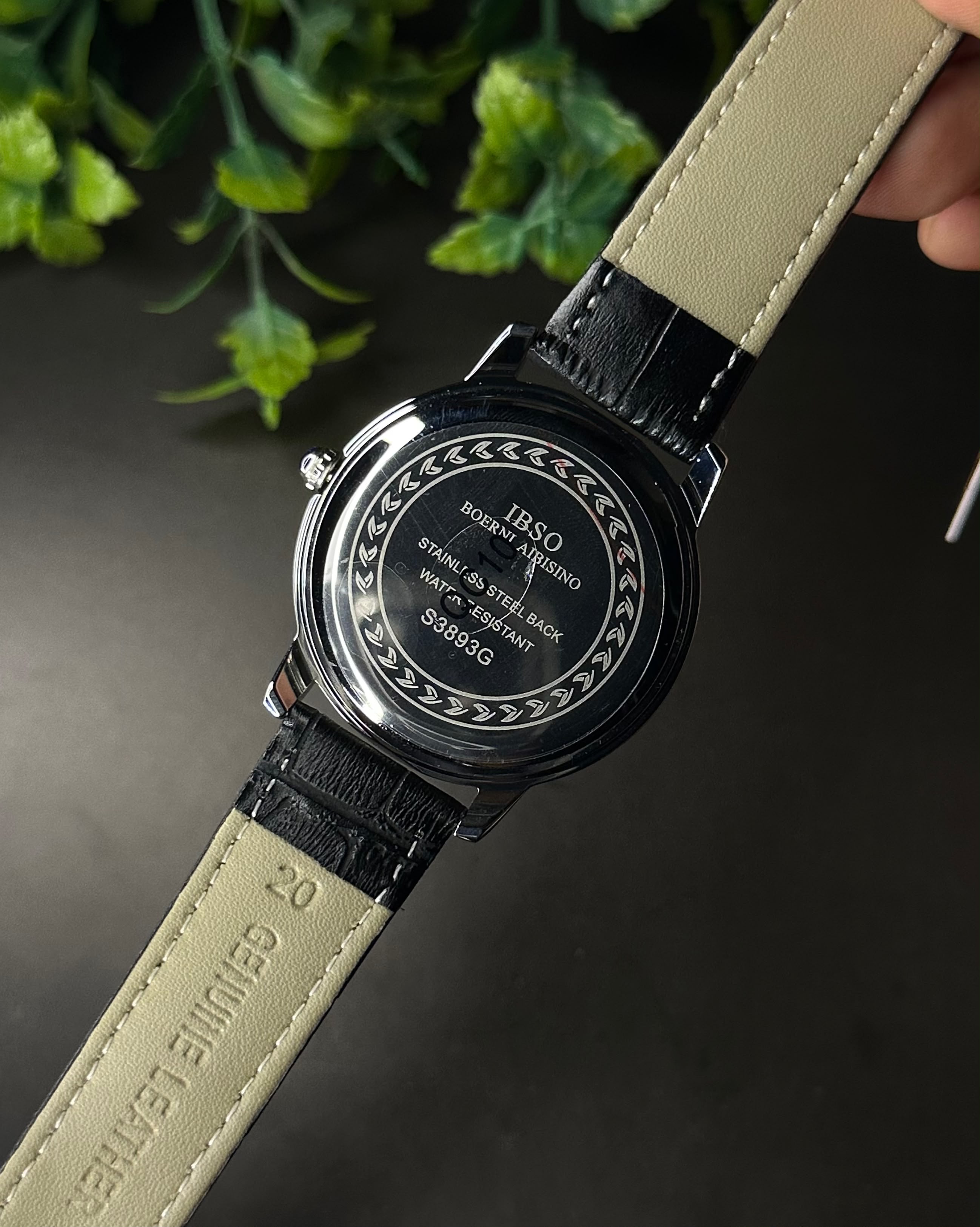 IBSO GUILLOCHÉ ROMAN BLACK LEATHER BLACK DIAL WATCH S3893G_img_7