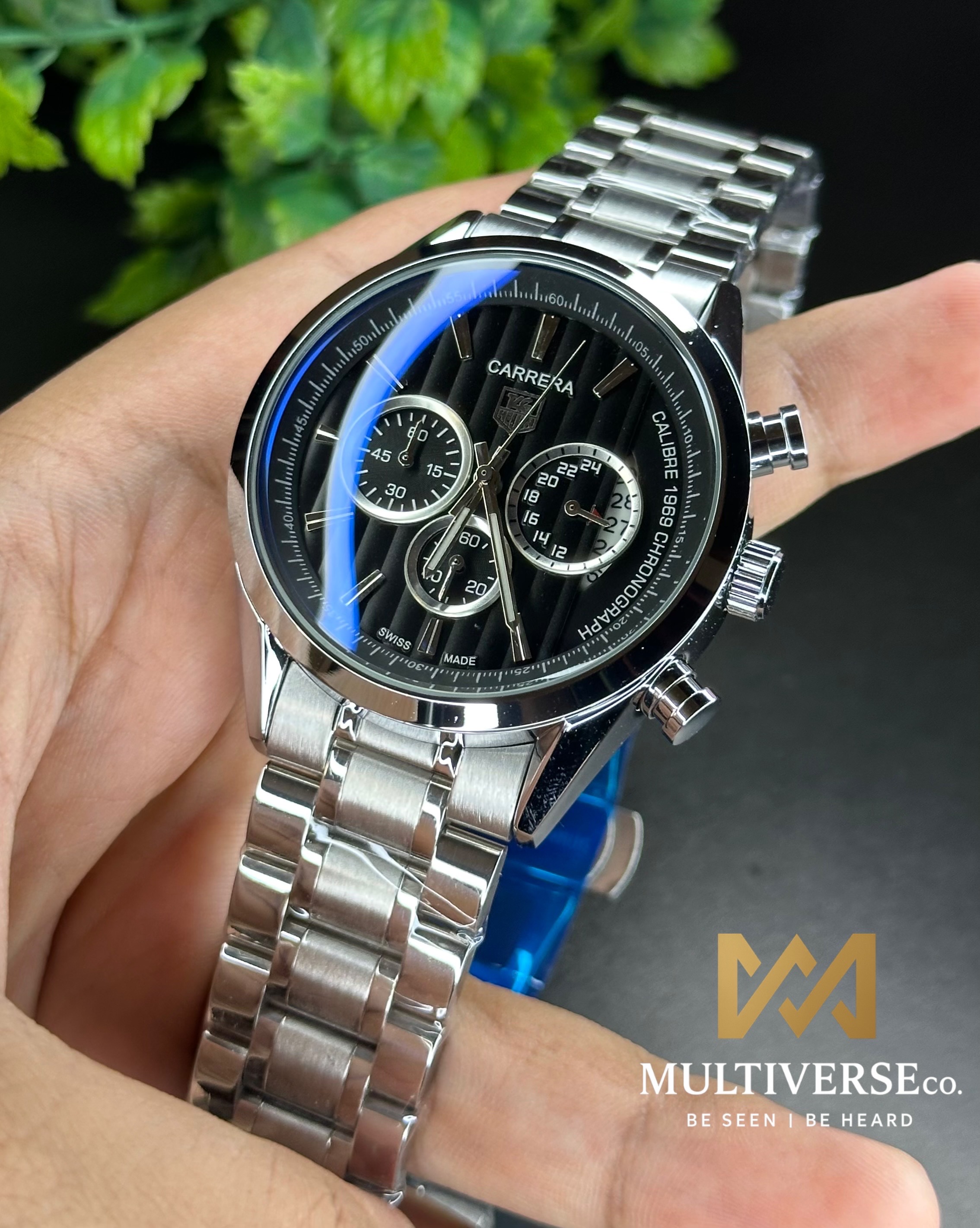 TAG HEUER CARRERA CALIBRE 1969 BLACK DIAL CHRONOGRAPH (AA)_img_0