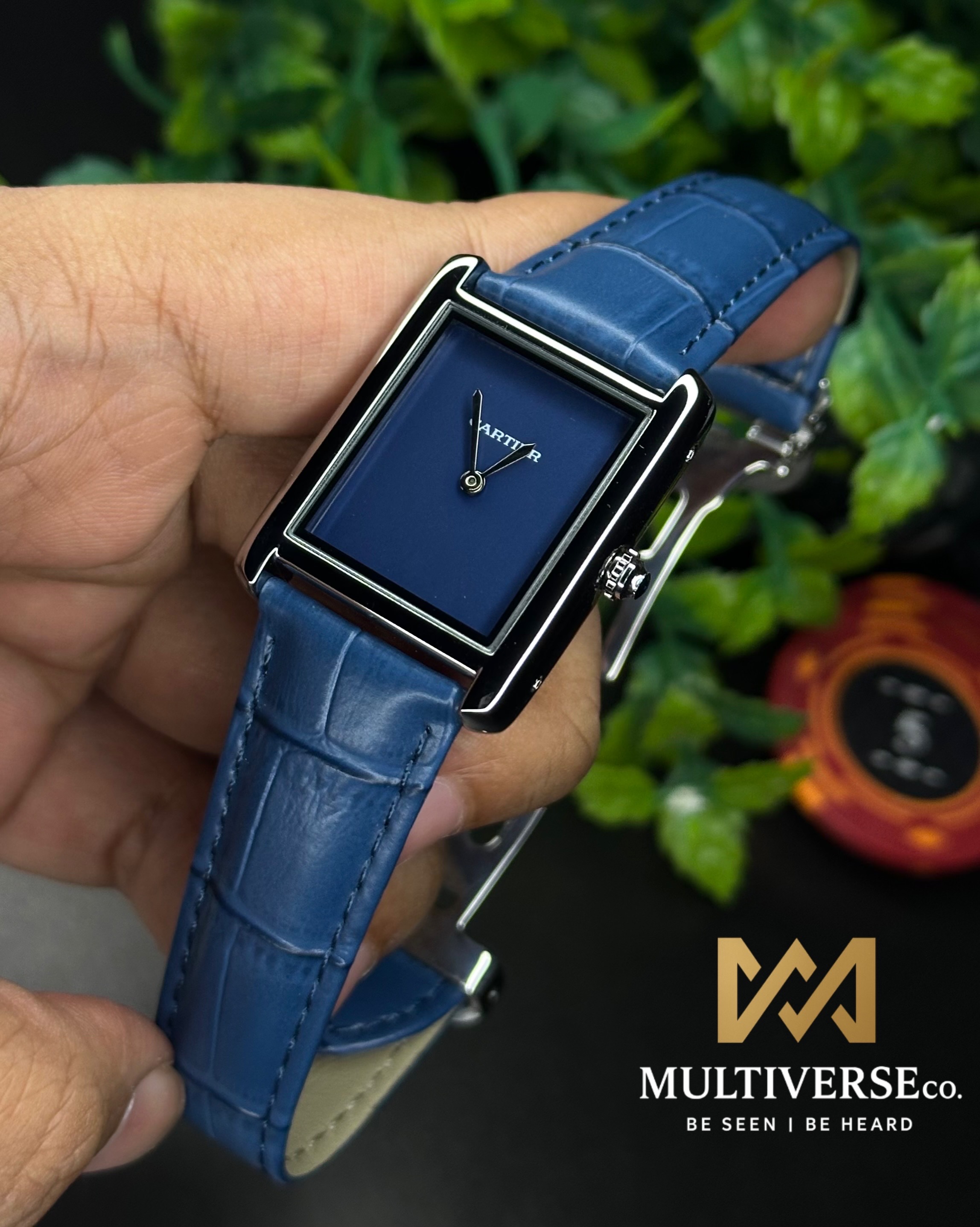 CARTIER TANK | BLUE DIAL BLUE BELT | (AA)